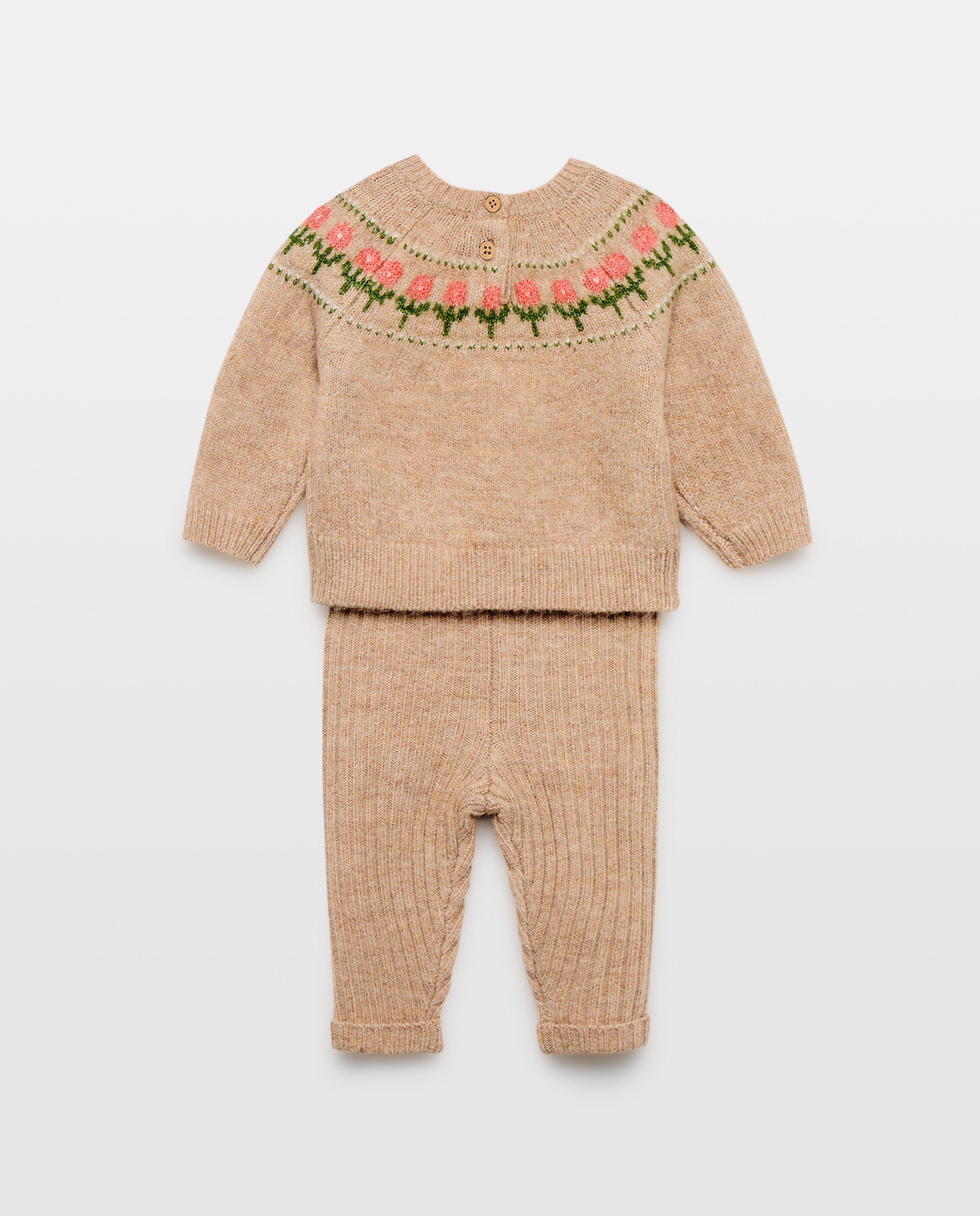 Conjunto tricot jacquard liso de bebé - Baby El Corte Inglés - Tostado Tostado-2