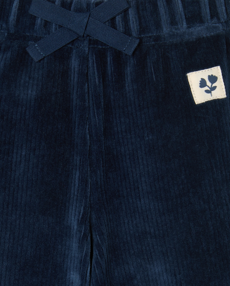 Calças Lisas de Bebé em Malha Tipo Bombazina Azul-marinho-3