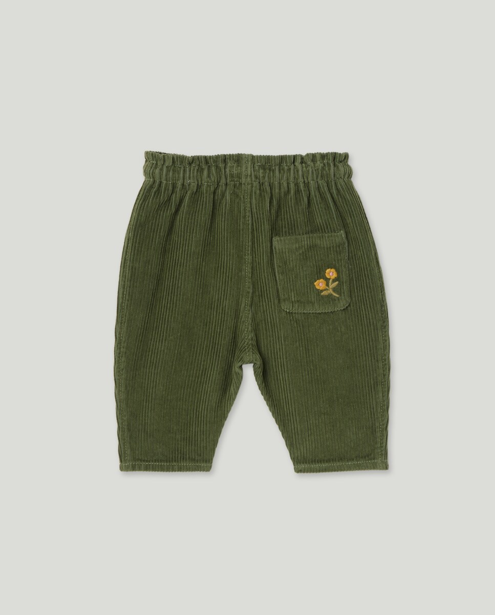 Calças de Bombazina Fina de Bebé com All Over Print 510 Verde Claro-2