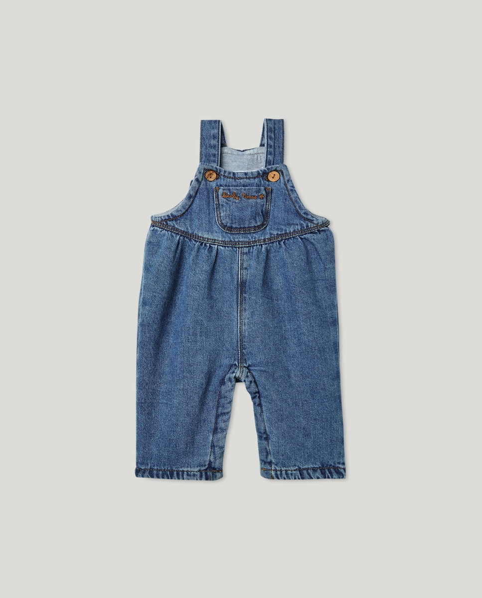 Jardineiras de Ganga de Bebé Azul Suave-1