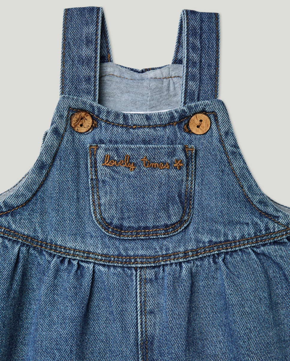 Jardineiras de Ganga de Bebé Azul Suave-3