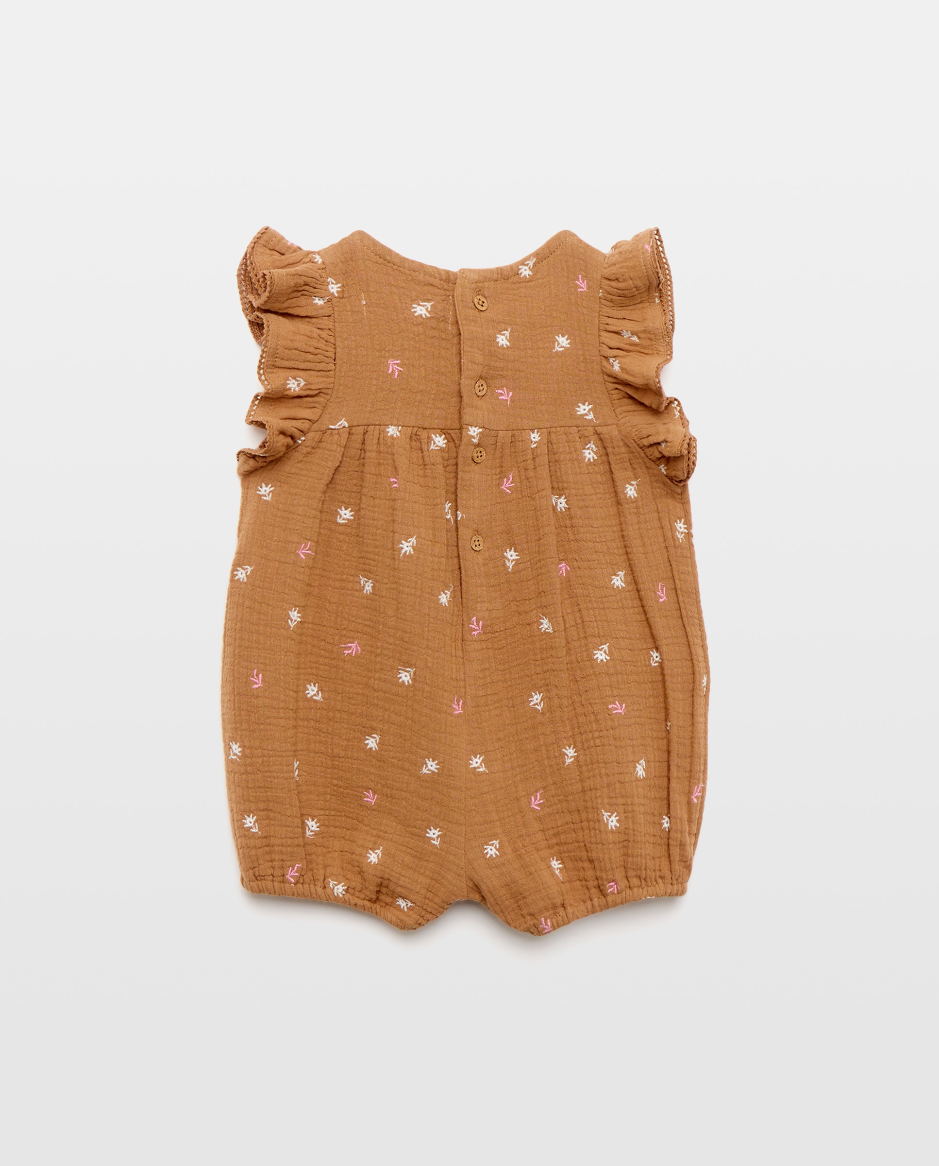 Babygrow de Bebé de Chiffon Duplo Bordado Baby El Corte Inglés Castanho-2