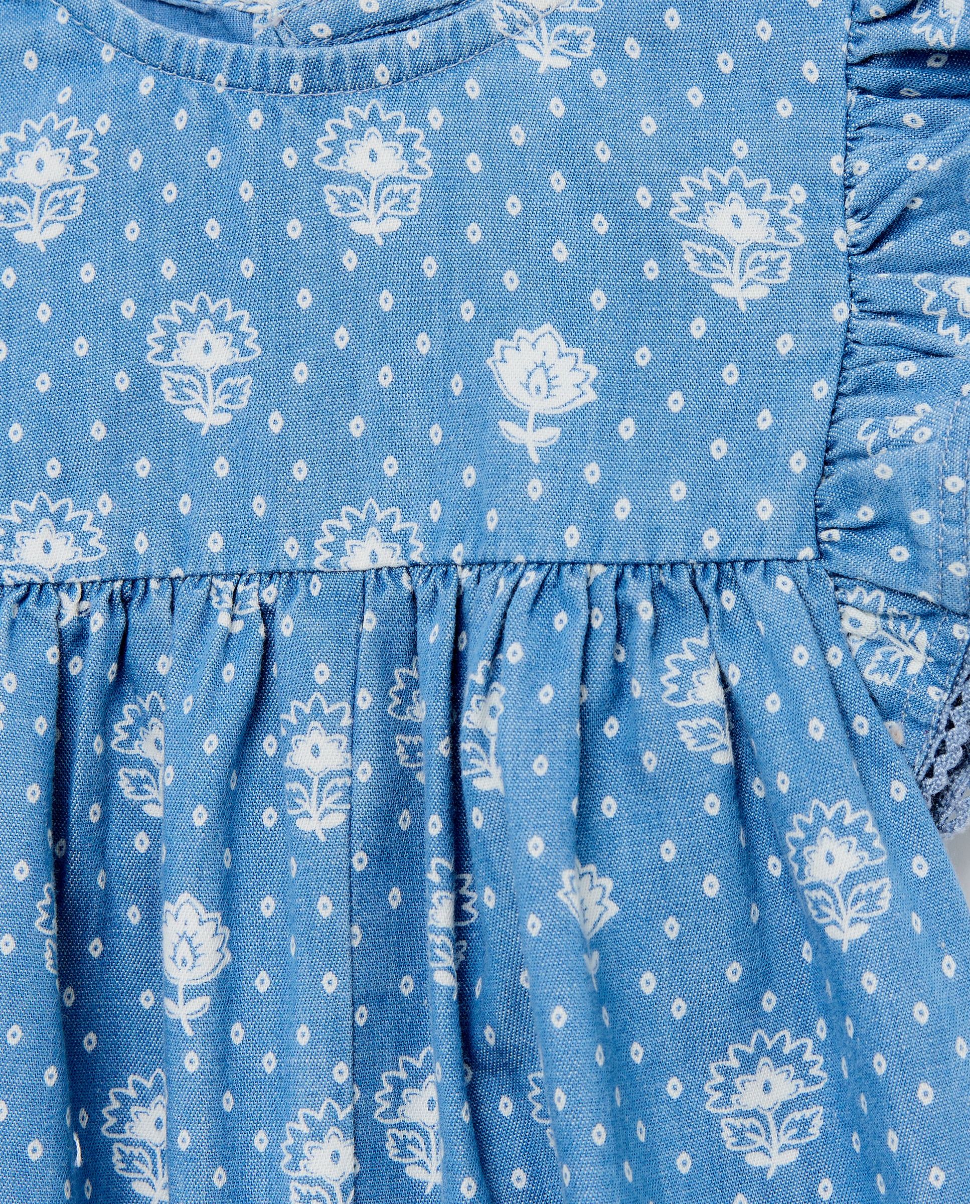 Babygrow de Bebé em Tecido Chambray com All Over Print Baby El Corte Inglés 410 Azul Claro-3