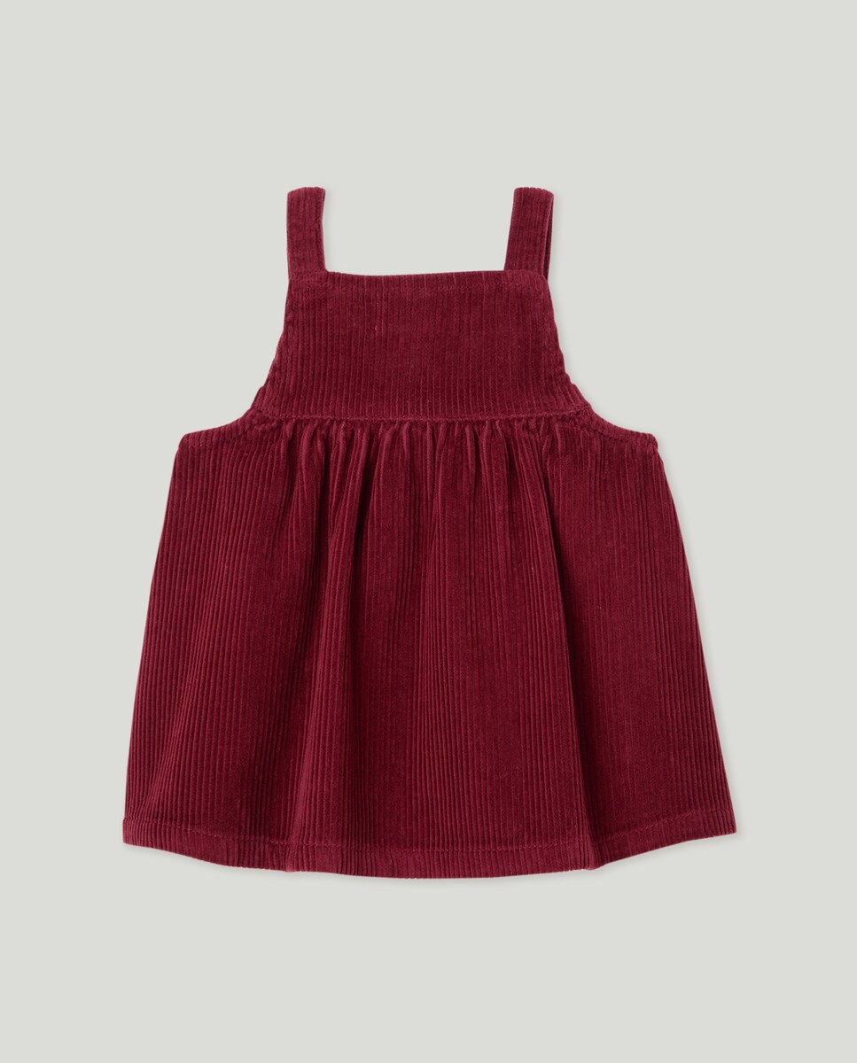 Vestido Tipo Jardineiras de Bebé em Bombazina com Bolsos 230 Rosa Escuro-2