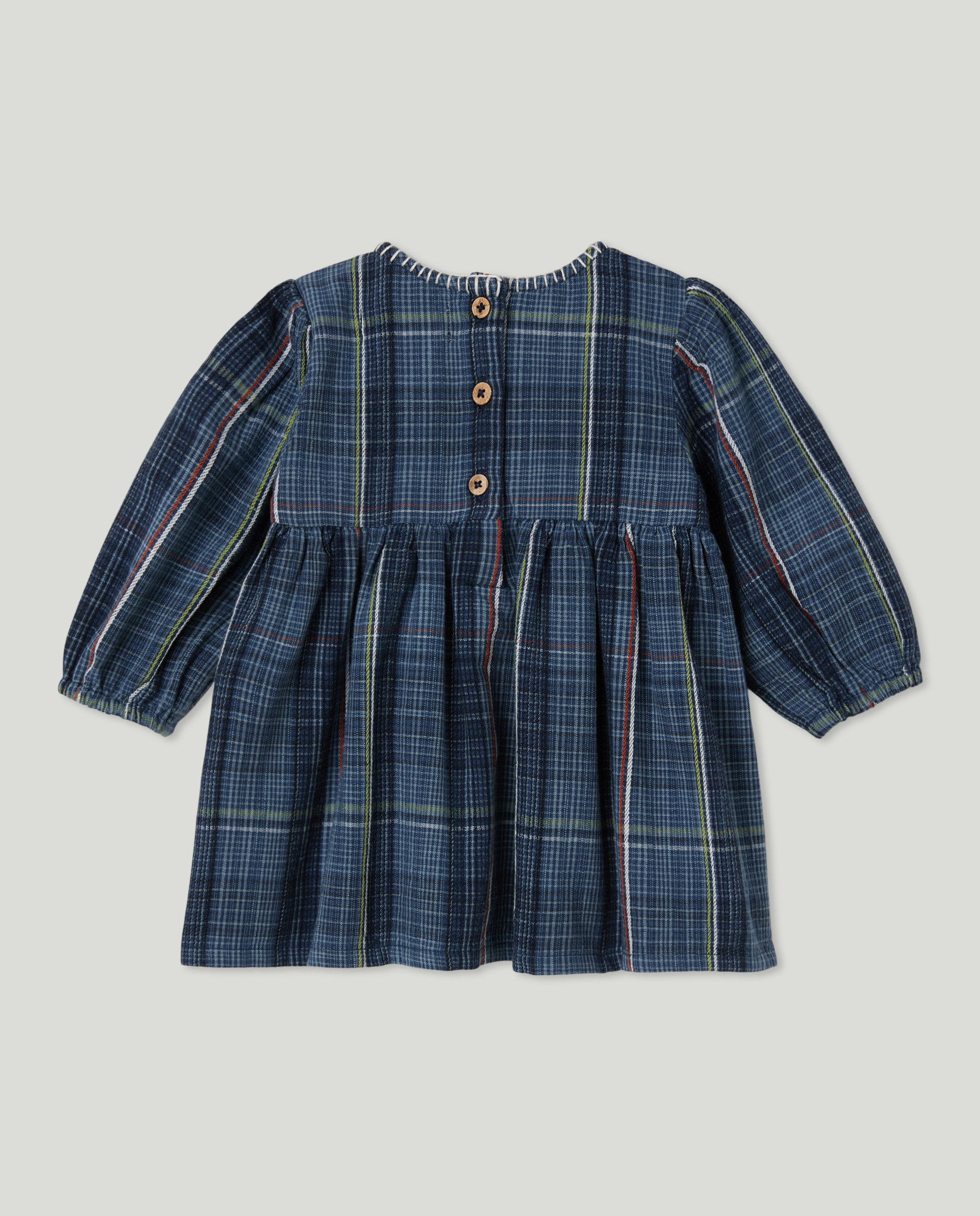 Vestido de Bebé com Manga Comprida e Bolsos Azul-2