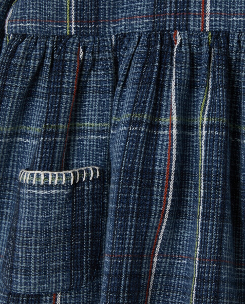 Vestido de Bebé com Manga Comprida e Bolsos Azul-3