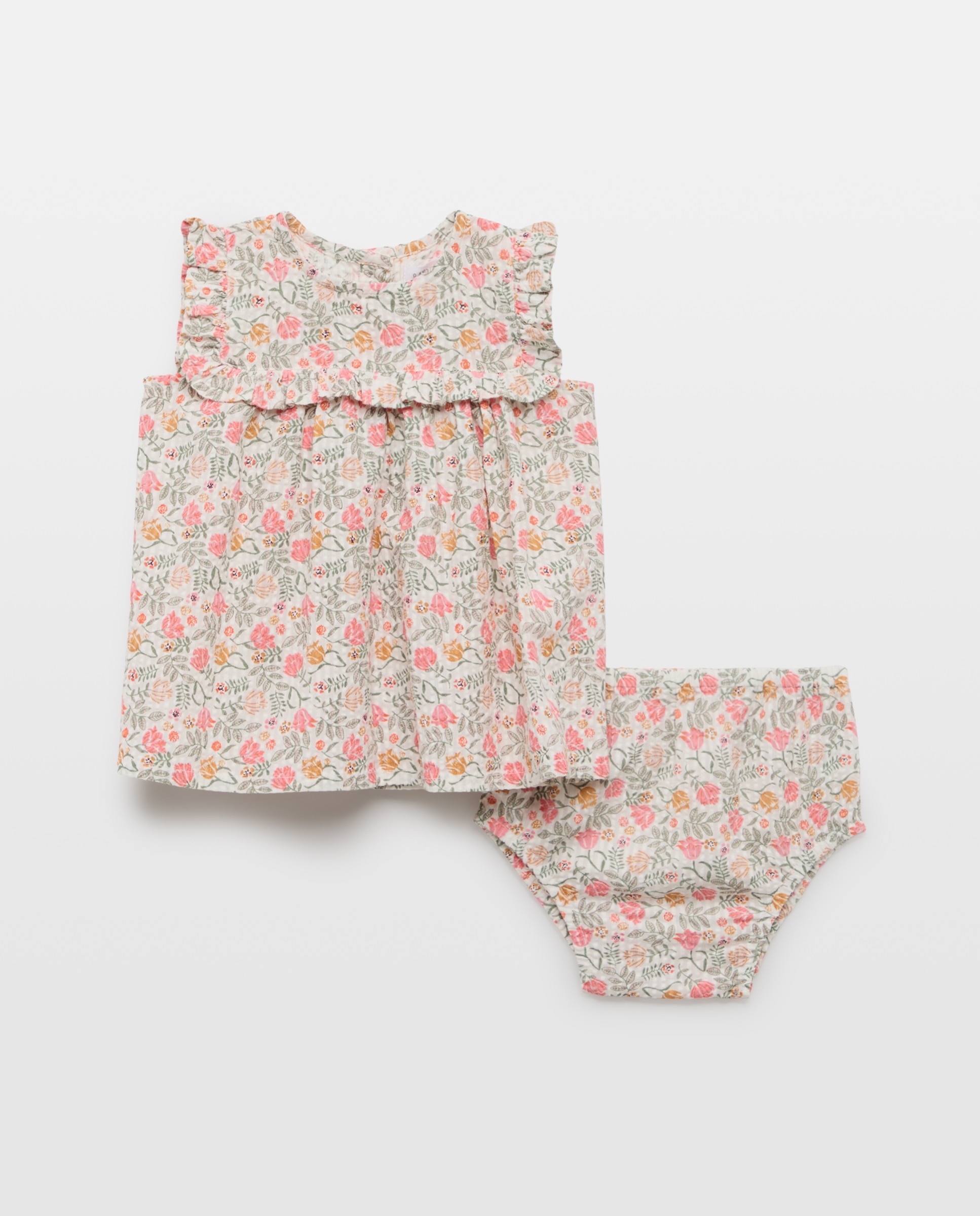 Vestido de Bebé sem Mangas e com Cueca Rosa-1