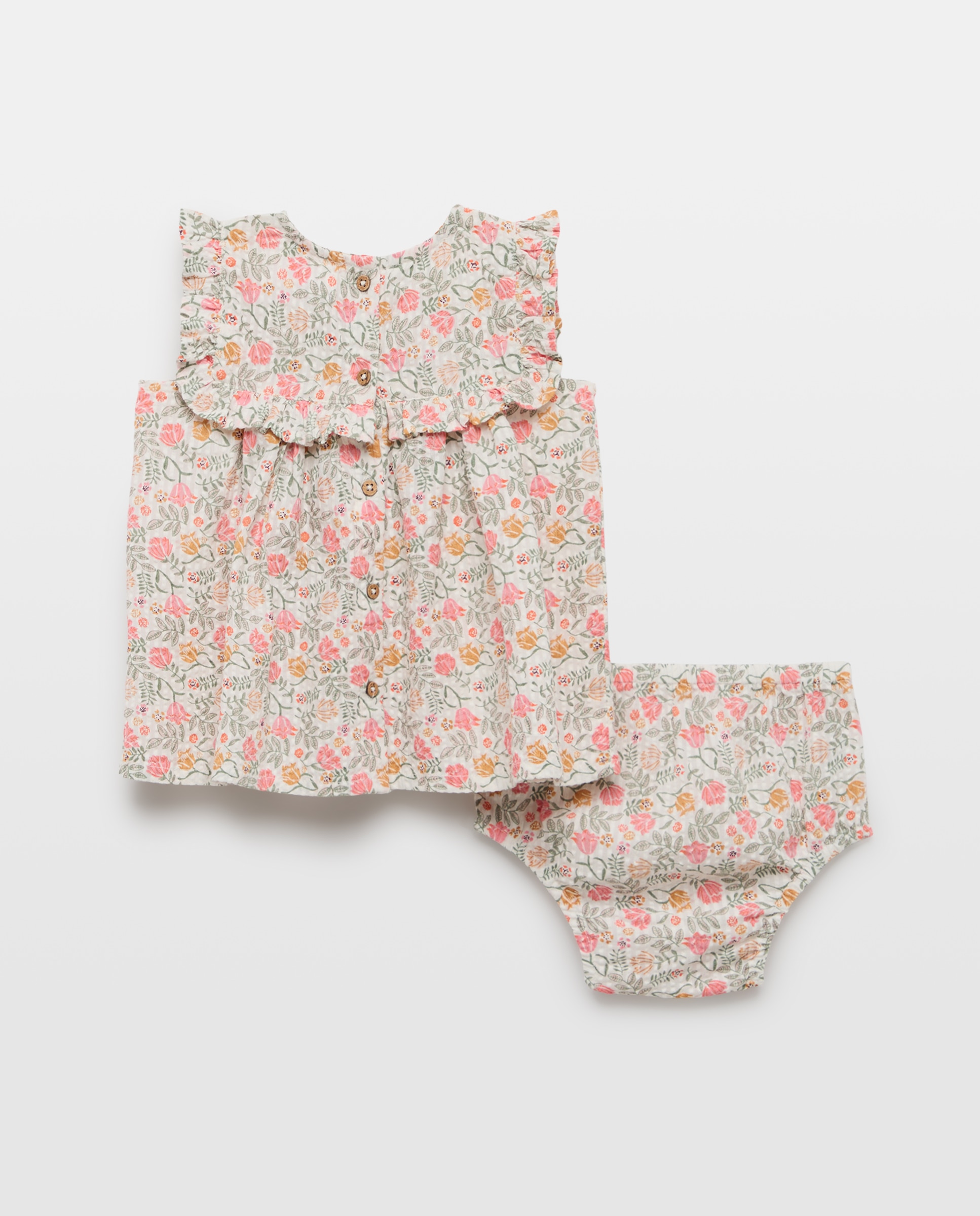 Vestido de Bebé sem Mangas e com Cueca Rosa-2
