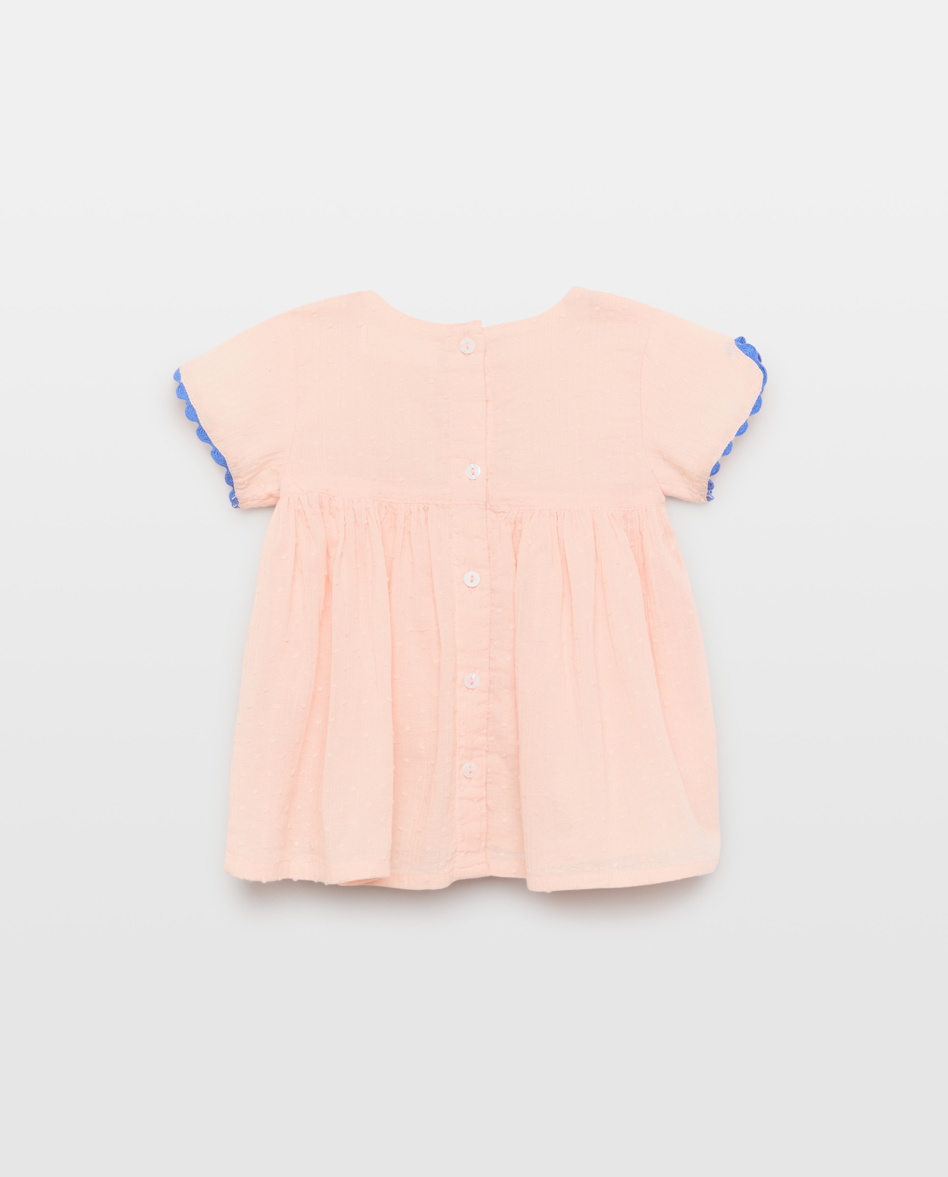 Vestido de Bebé com Manga Curta e Bolso e Sem Cueca 260 Salmão-2