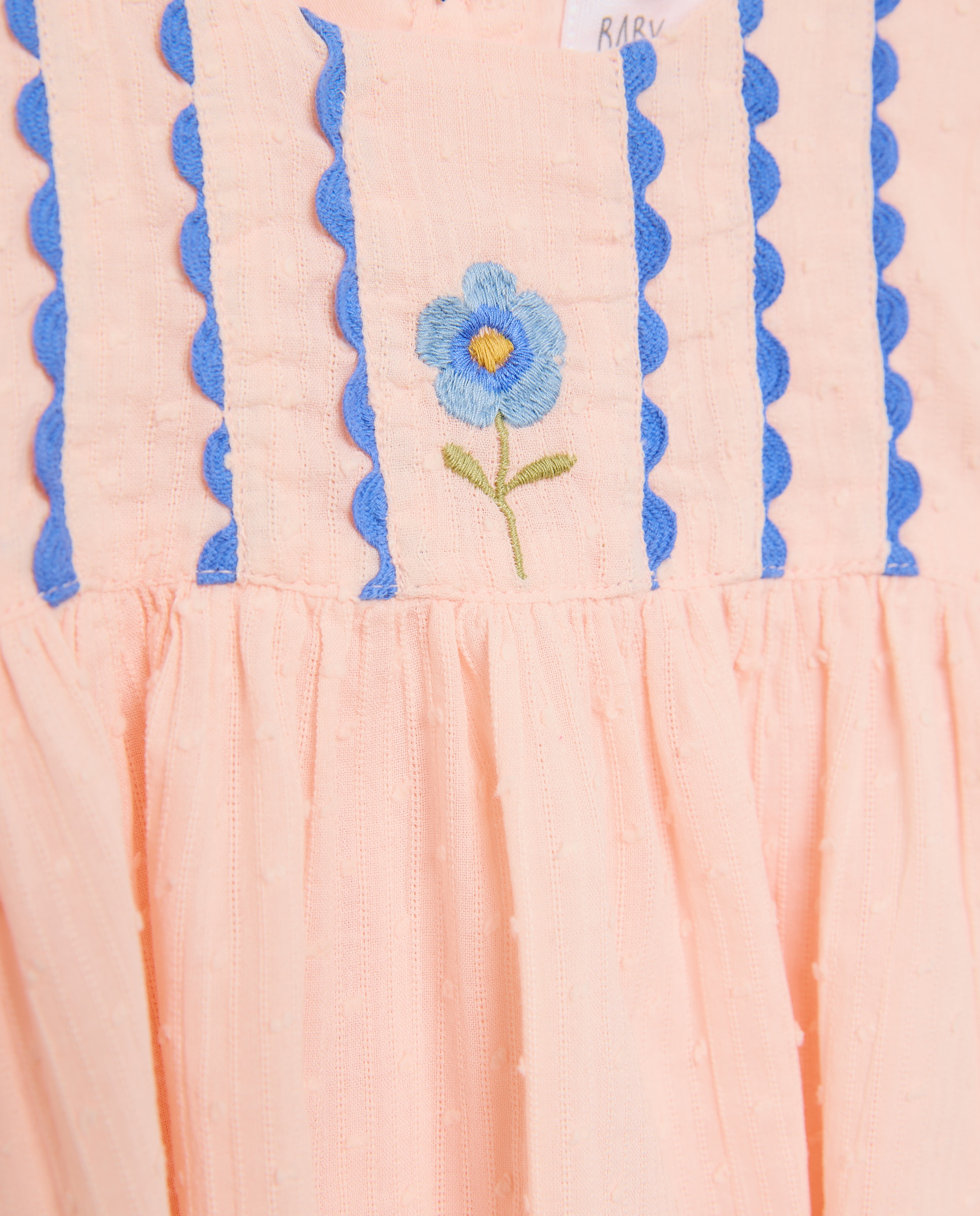 Vestido de Bebé com Manga Curta e Bolso e Sem Cueca 260 Salmão-3