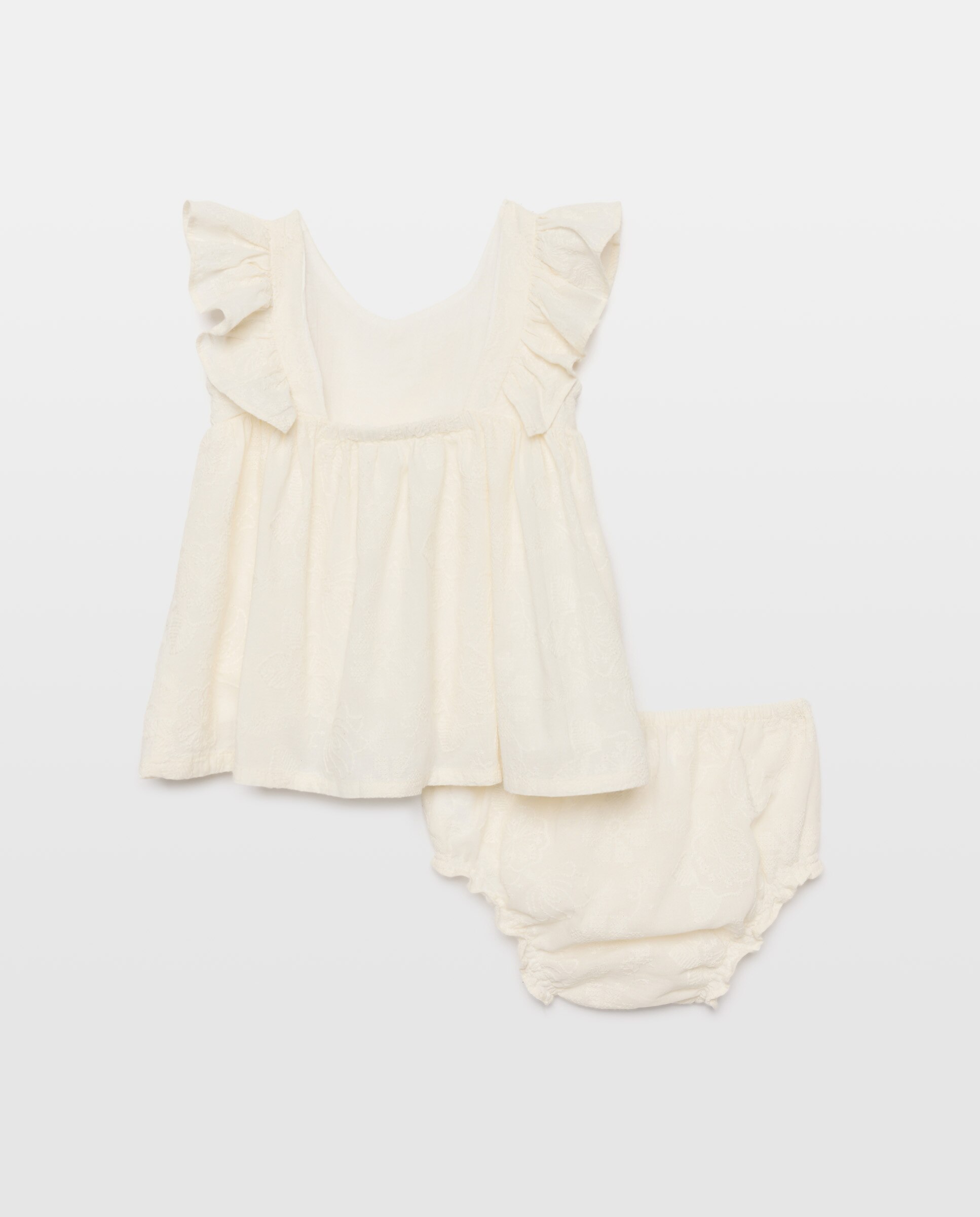 Vestido em Tecido Bordado para Bebé sem Mangas e com Folho Baby El Corte Inglés 120 Cru-2