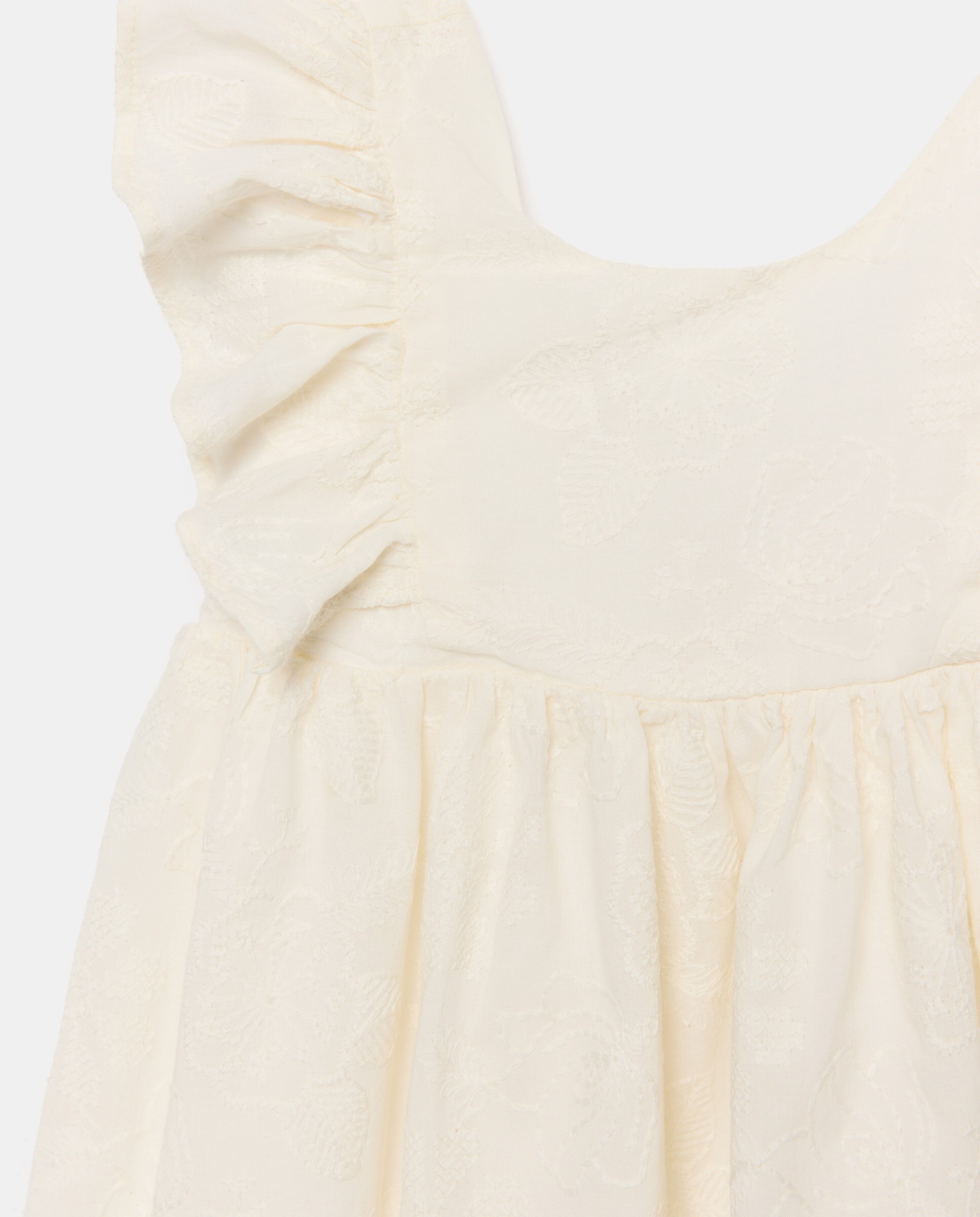 Vestido em Tecido Bordado para Bebé sem Mangas e com Folho Baby El Corte Inglés 120 Cru-3
