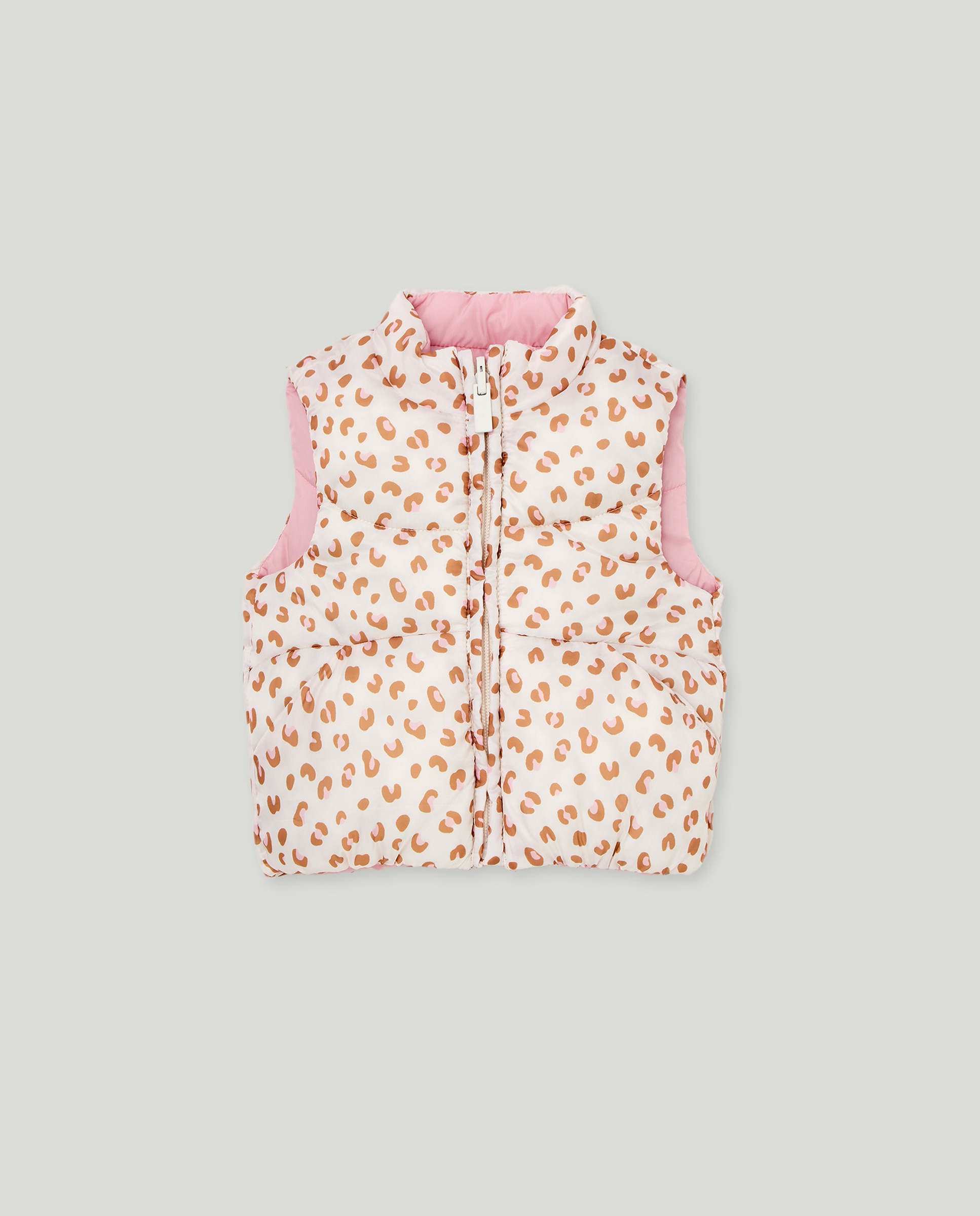 Colete Estampado Reversível de Bebé Rosa-1