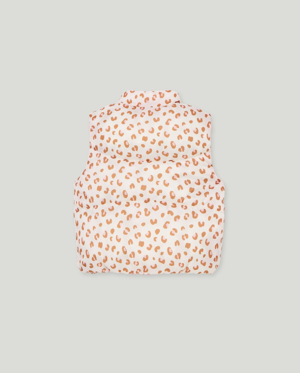 Colete Estampado Reversível de Bebé Rosa-2