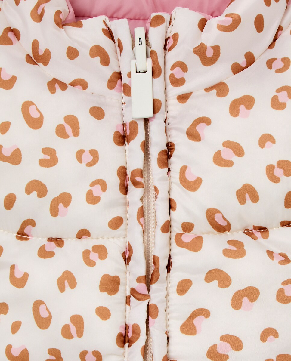 Colete Estampado Reversível de Bebé Rosa-3