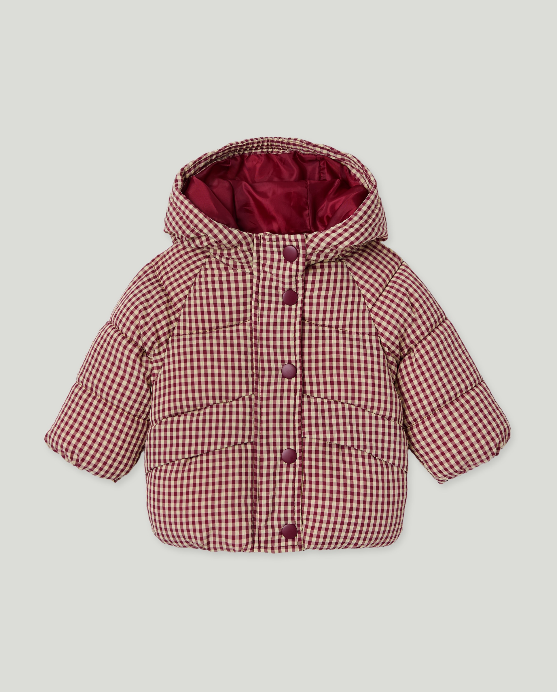 Sobretudo Acolchoado Grosso de Bebé com Vichy Vermelho-1
