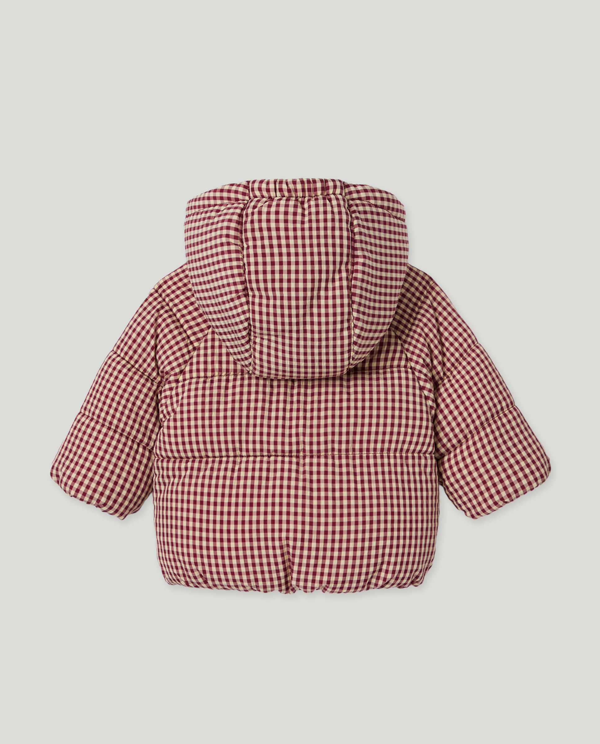 Sobretudo Acolchoado Grosso de Bebé com Vichy Vermelho-2