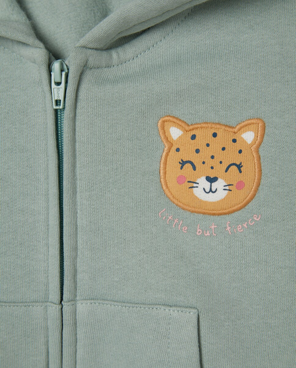 Sweatshirt Aberta de Bebé com Capuz Branco-marfim-3