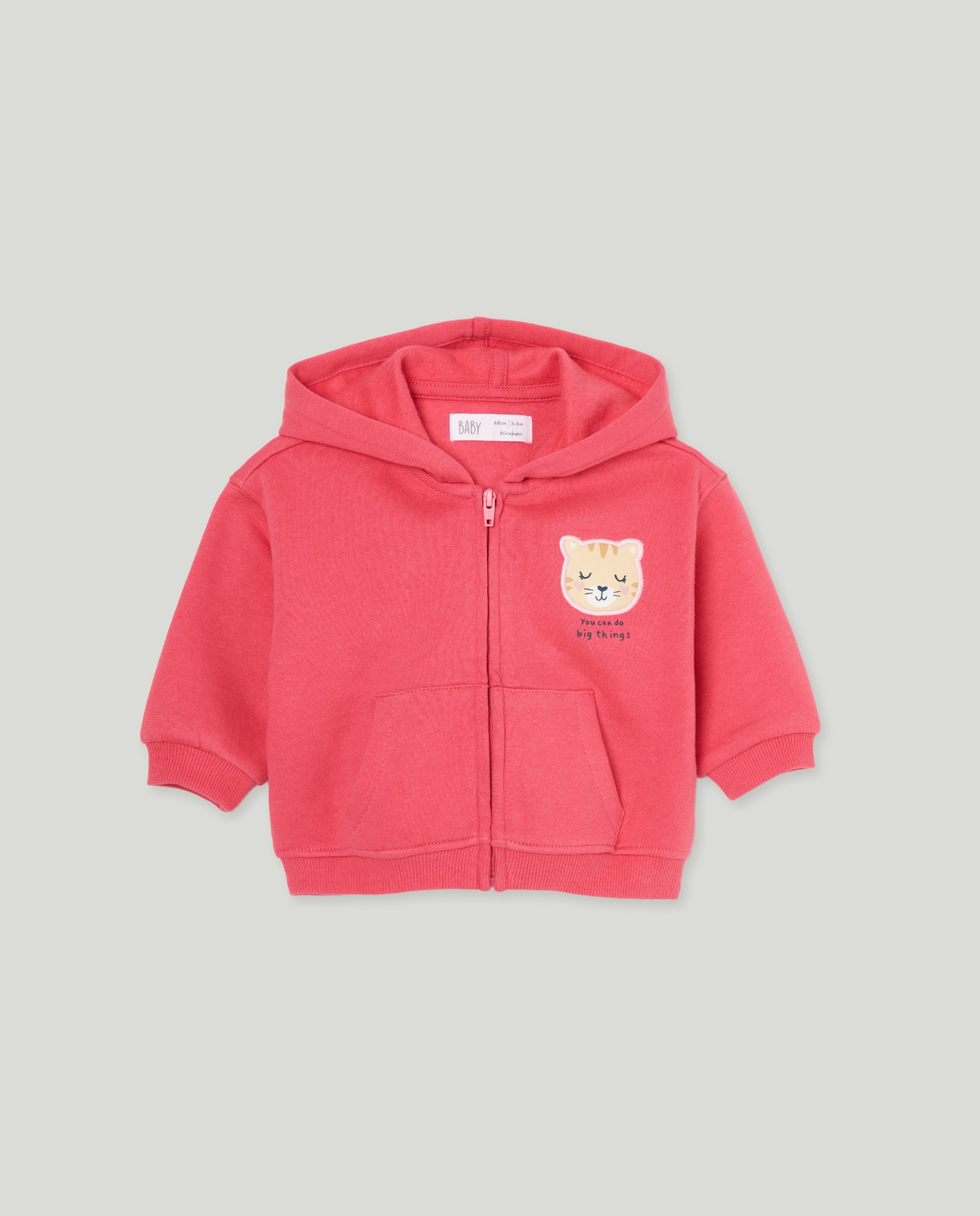 Sweatshirt Aberta de Bebé com Capuz 230 Rosa Escuro-1