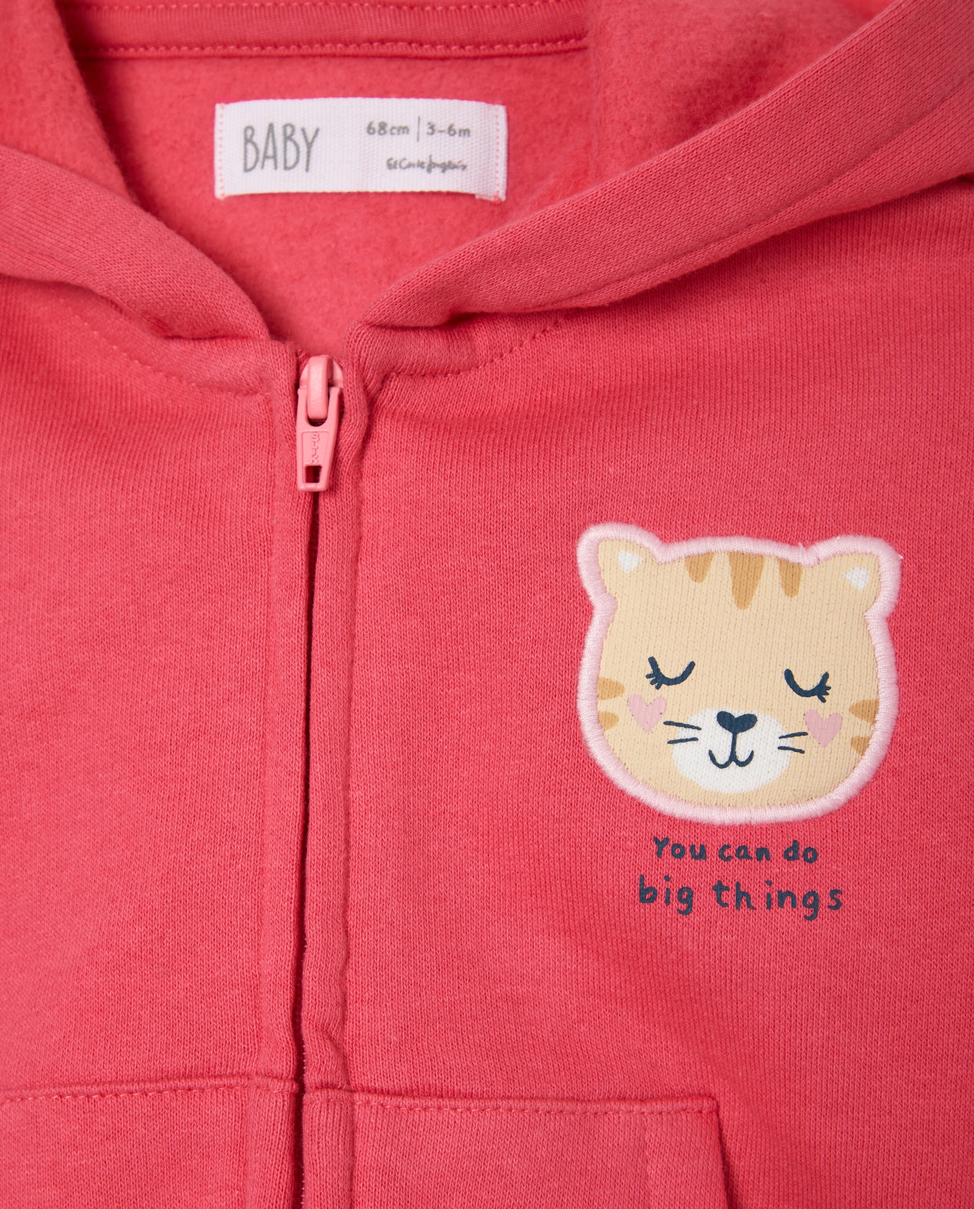 Sweatshirt Aberta de Bebé com Capuz 230 Rosa Escuro-3