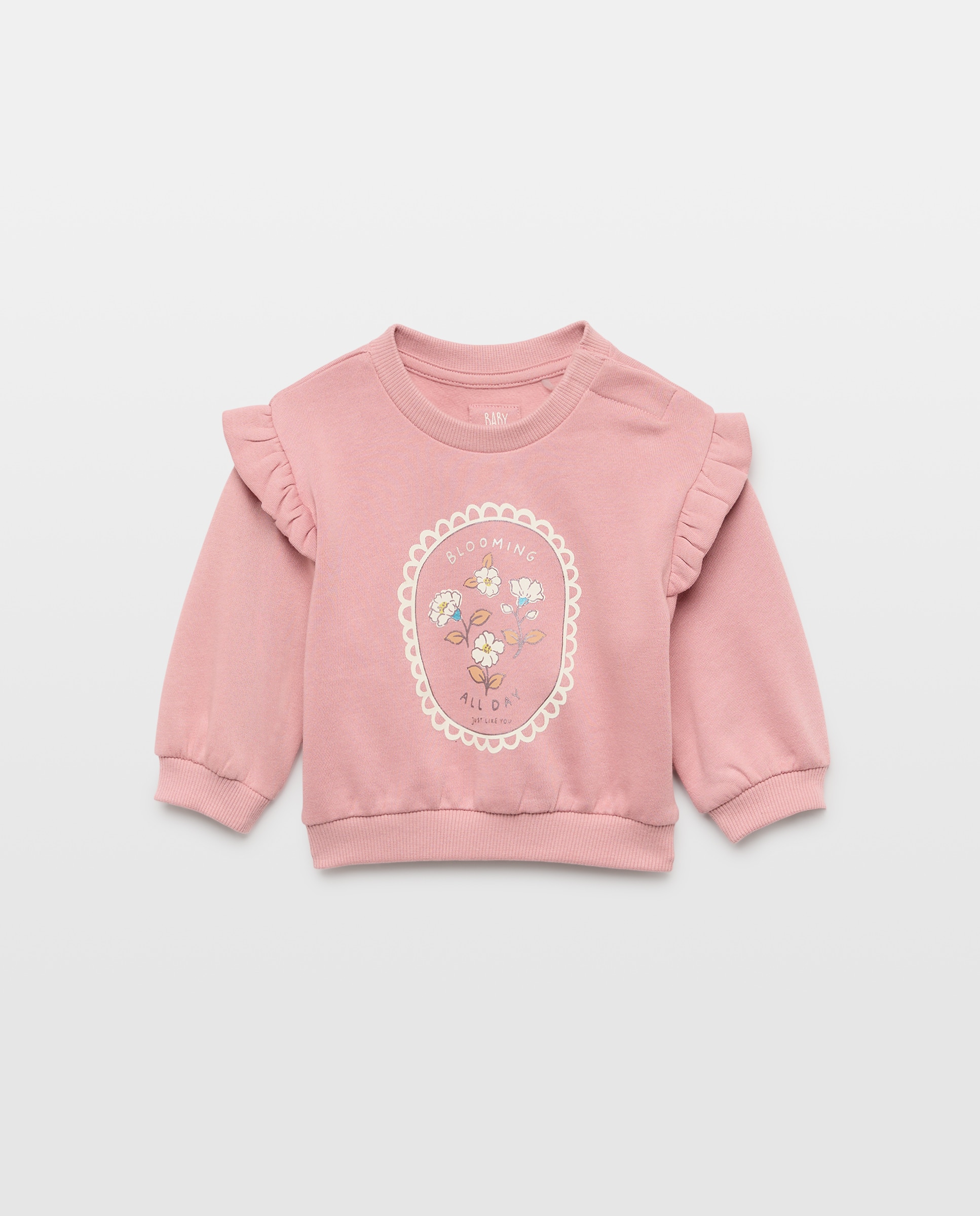 Sudadera lisa cuello caja con volante de bebé - Baby El Corte Inglés - 200 Rosa 200 Rosa-1