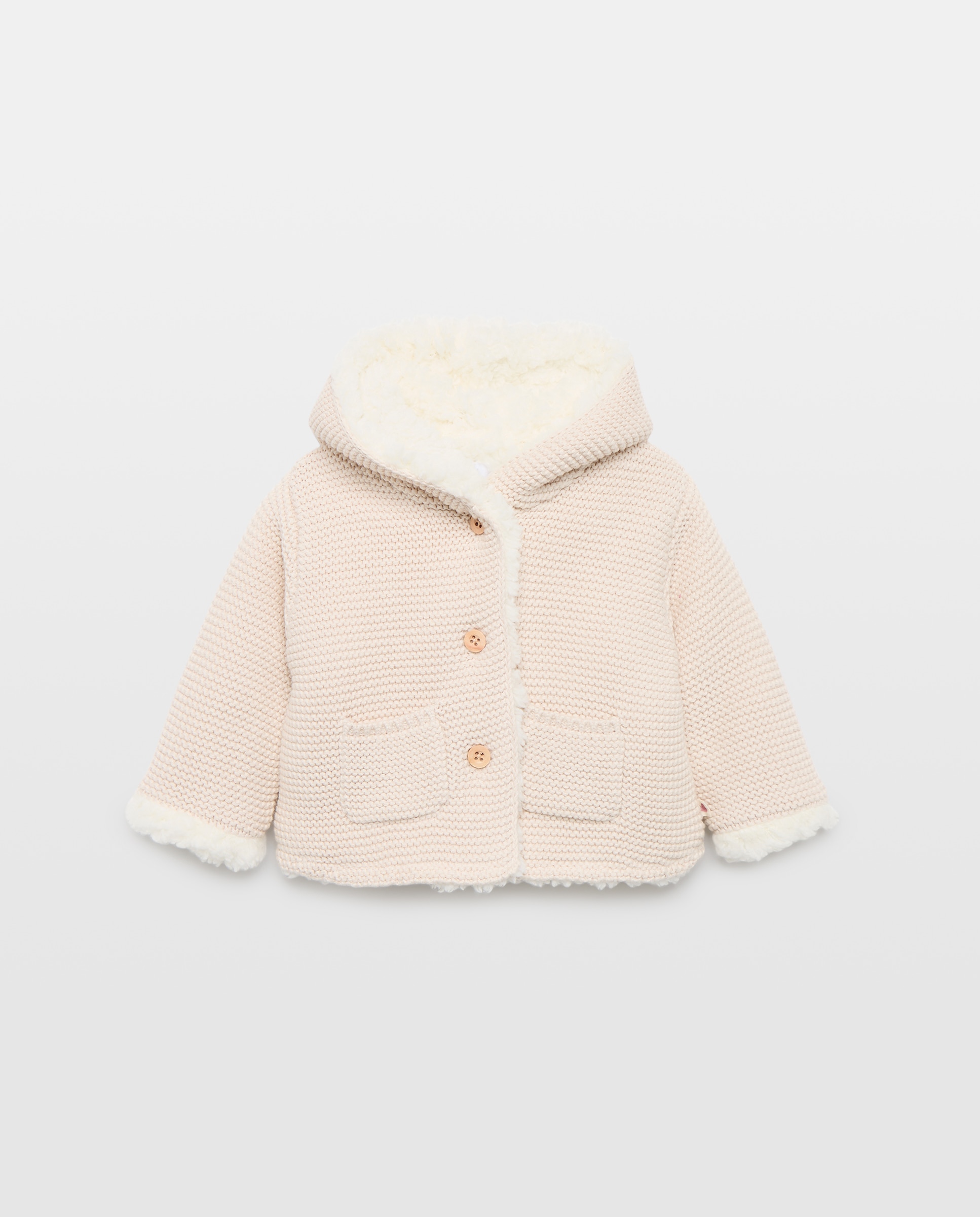 Imagen 0 de Chaqueta tricot forrada borreguito de bebé 120 Crudo