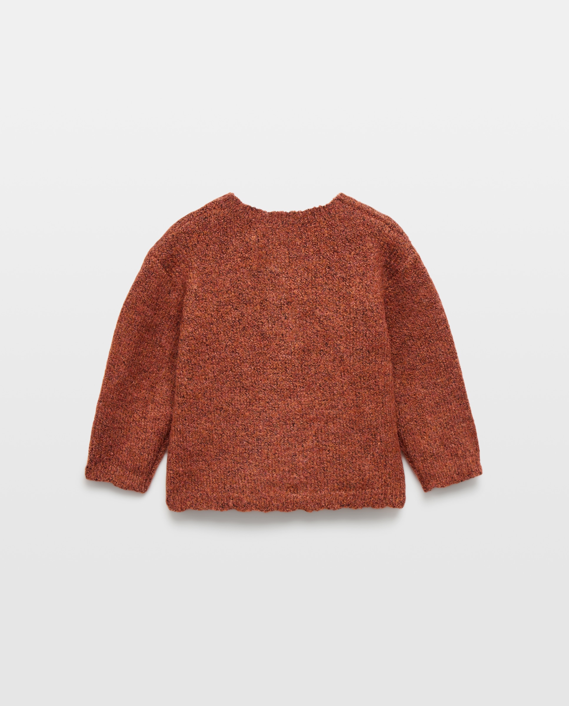 Casaco Liso Básico de Tricot de Bebé Castanho-2