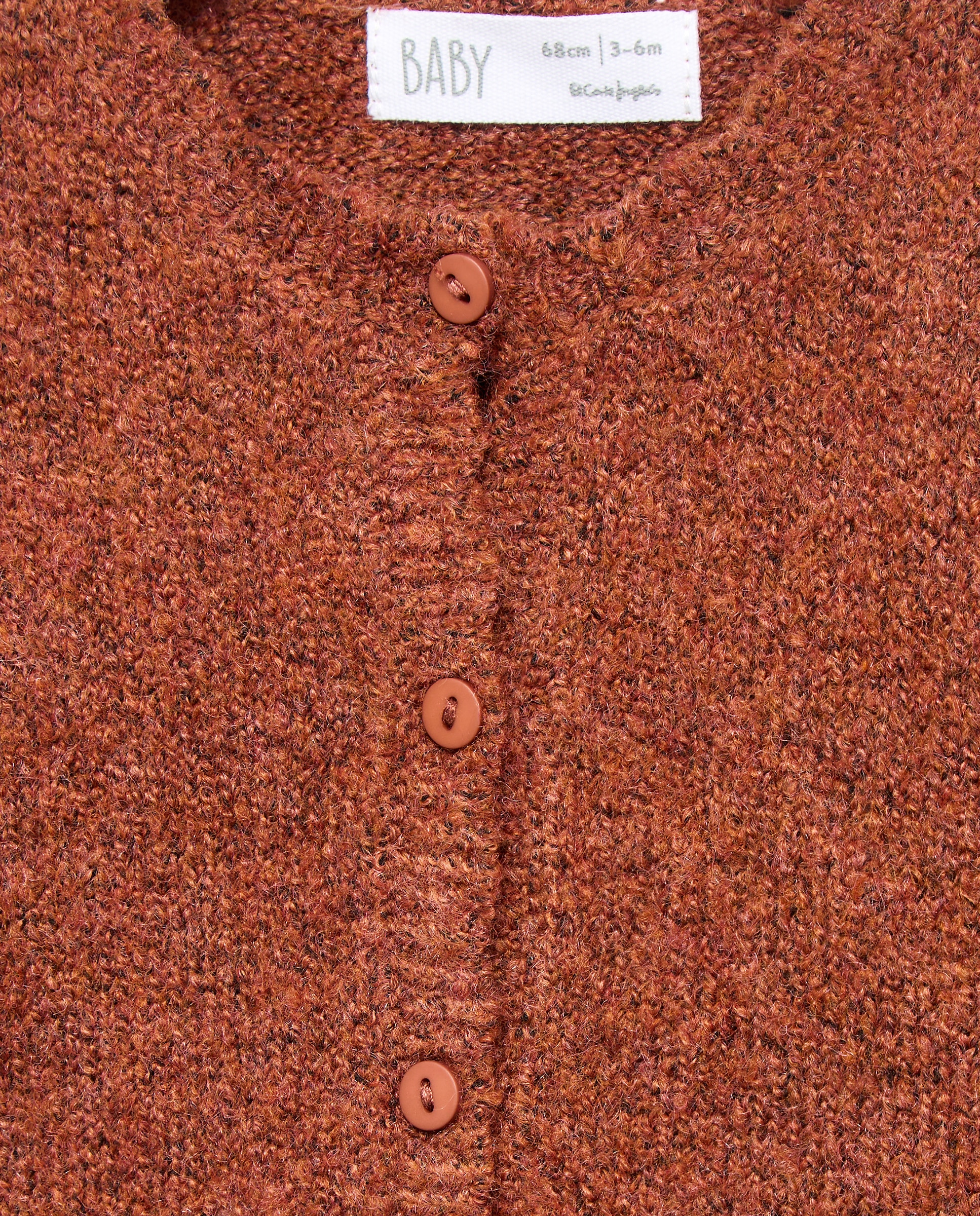 Casaco Liso Básico de Tricot de Bebé Castanho-3