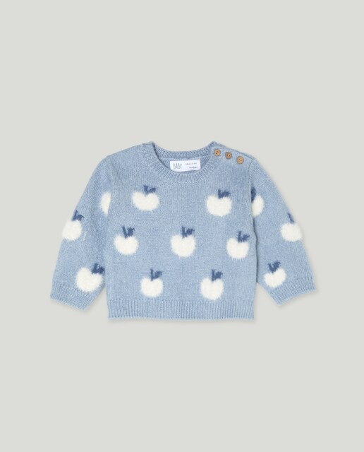 Imagem 0 de Camisola de Malha de Tricot de Bebé com Decote Redondo com Pelo e All Over Print