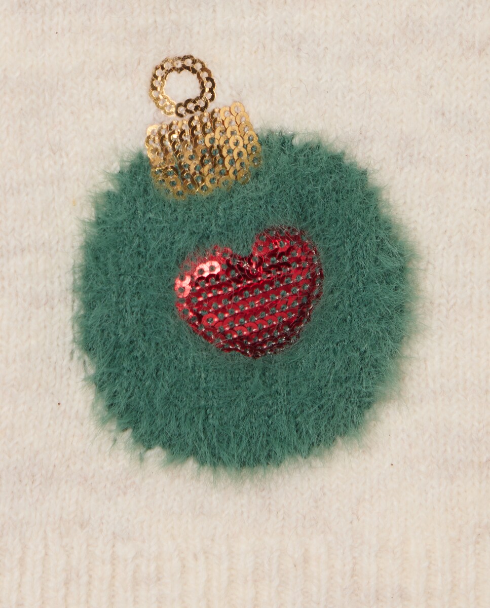 Camisola de Malha de Bebé com Decote Redondo e Motivos Natalícios 120 Cru-3