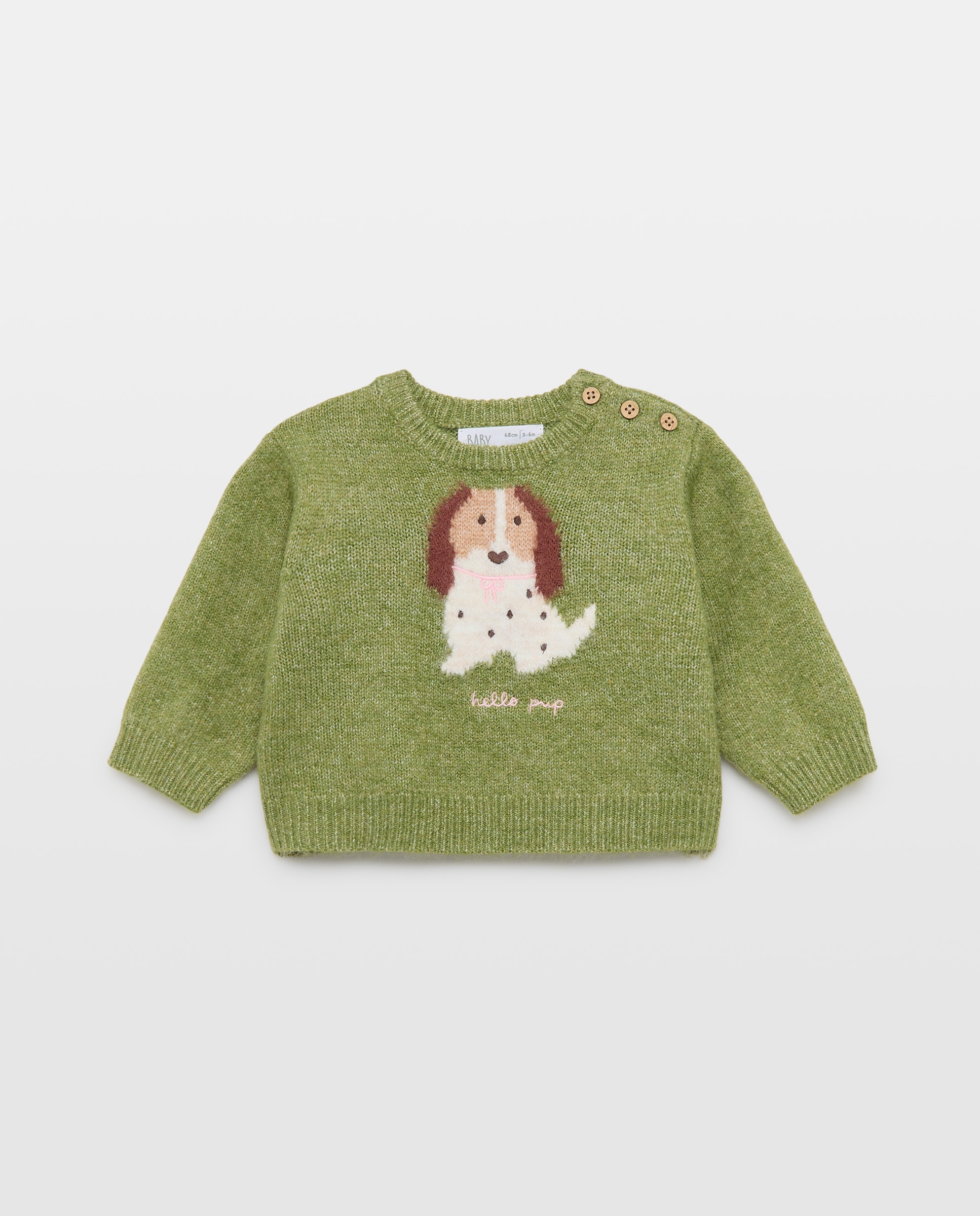 Jersey cuello caja pelito animalito de bebé - Baby El Corte Inglés - Verde Verde-1