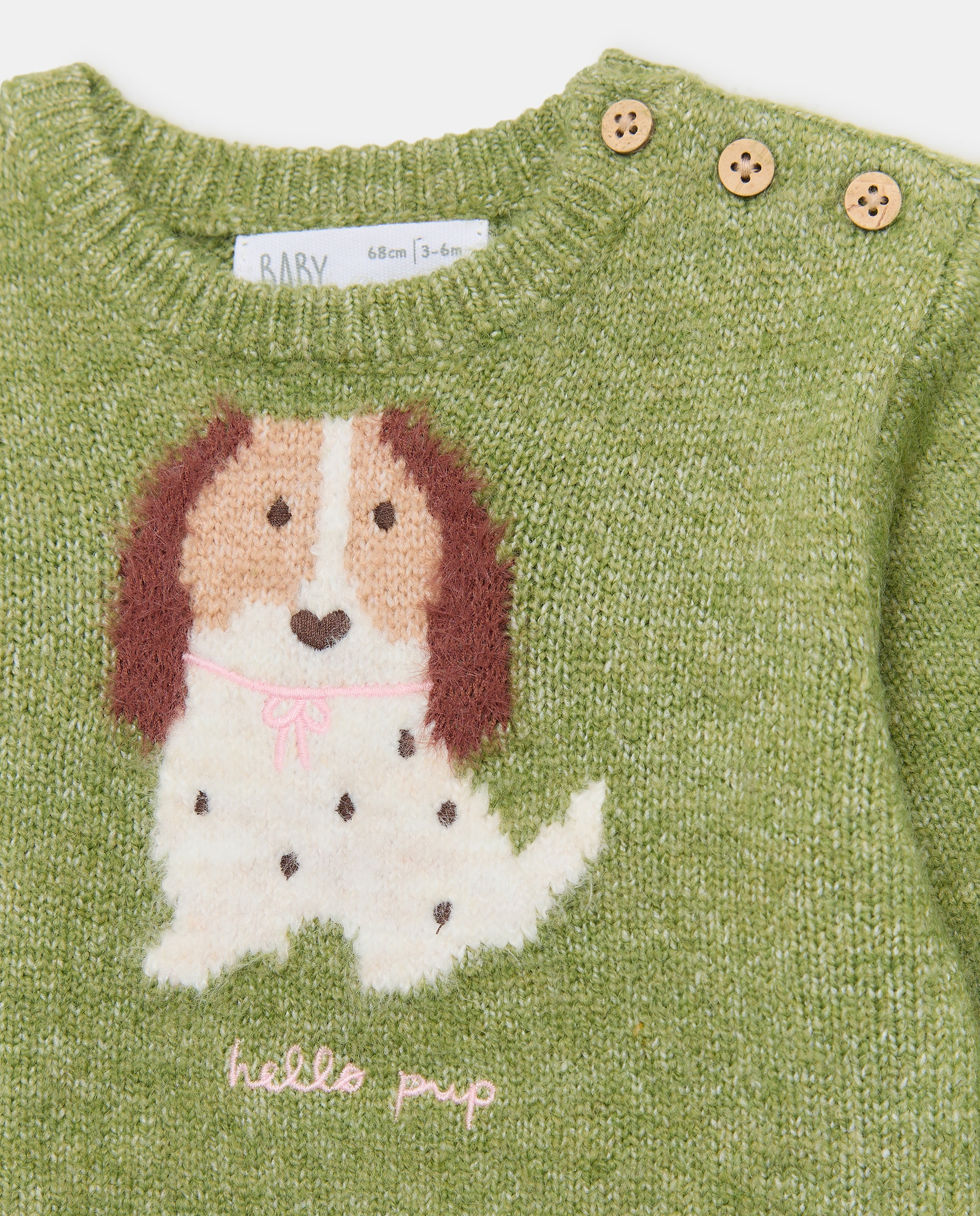 Jersey cuello caja pelito animalito de bebé - Baby El Corte Inglés - Verde Verde-3
