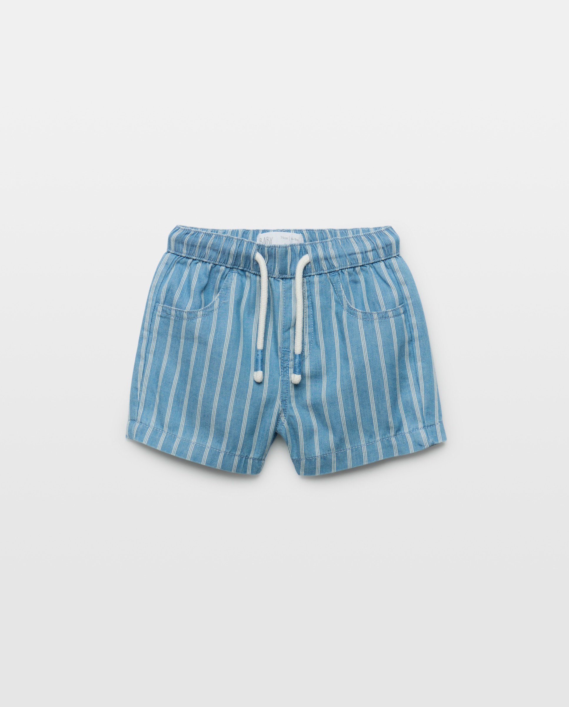 Imagem 0 de Bermudas de Chambray às Riscas de Bebé