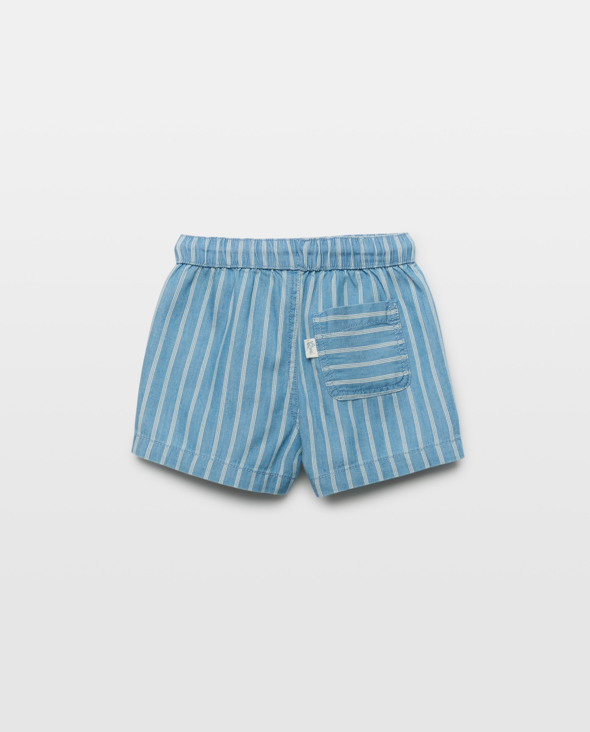 Bermudas de Chambray às Riscas de Bebé Cerúleo-2