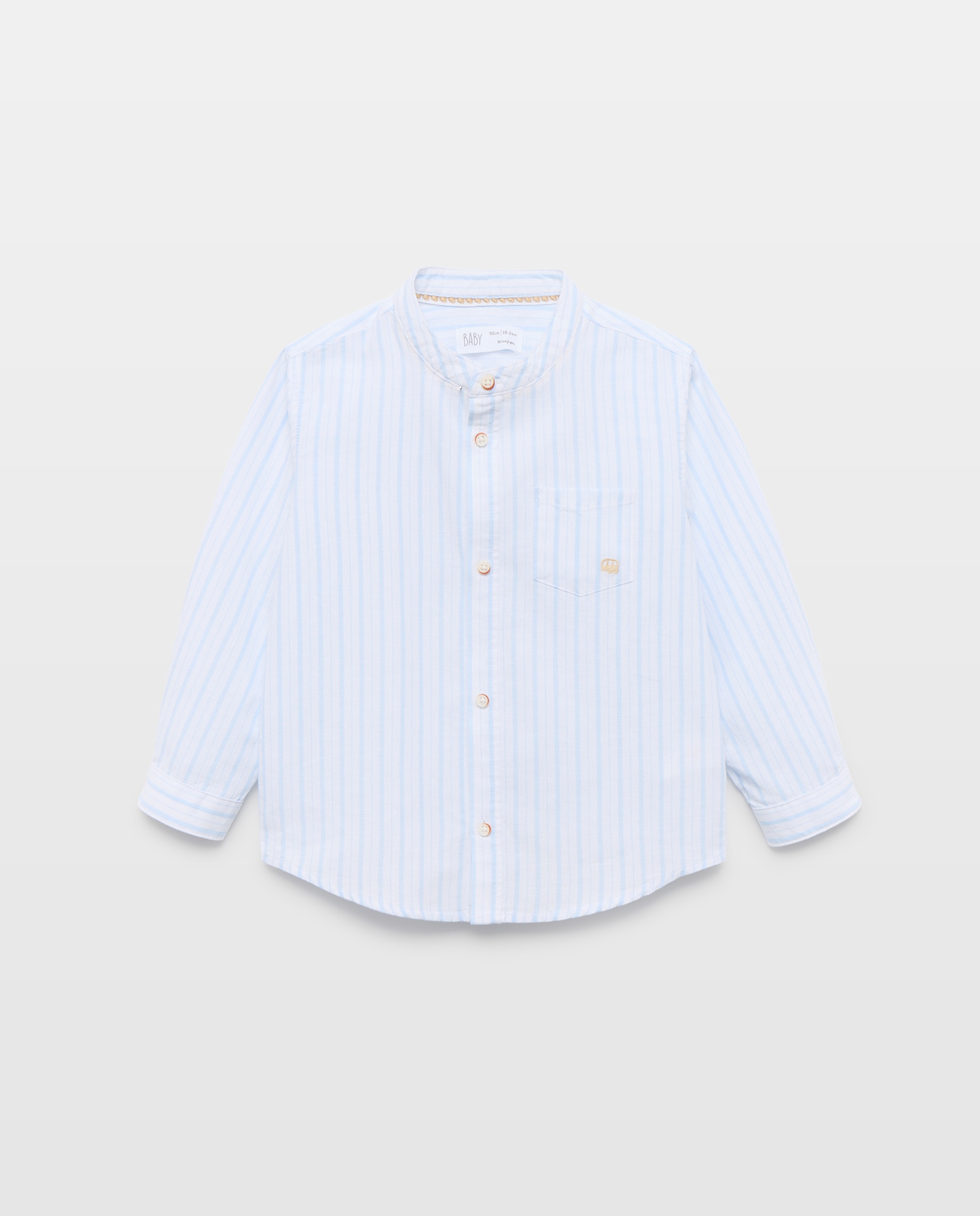 Imagem 0 de Camisa de Linho de Bebé às Riscas com Manga Comprida
