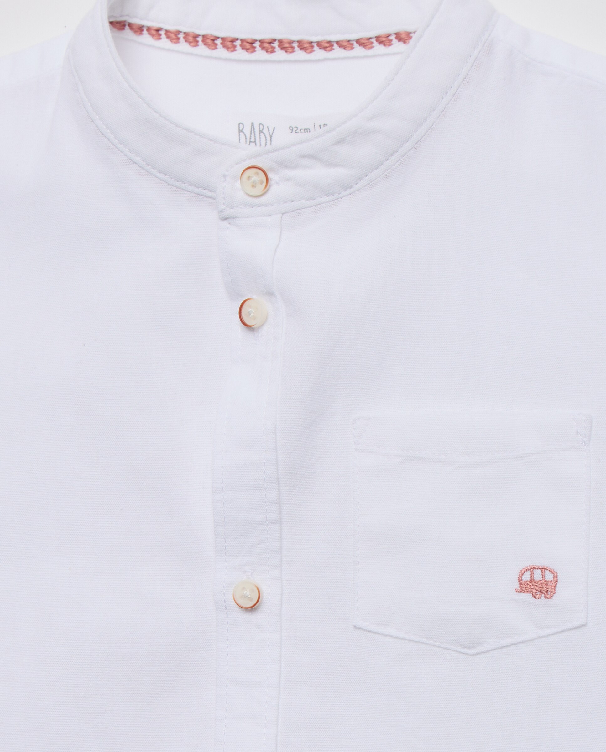 Camisa de Linho Lisa de Bebé com Manga Comprida Baby El Corte Inglés Branco-3