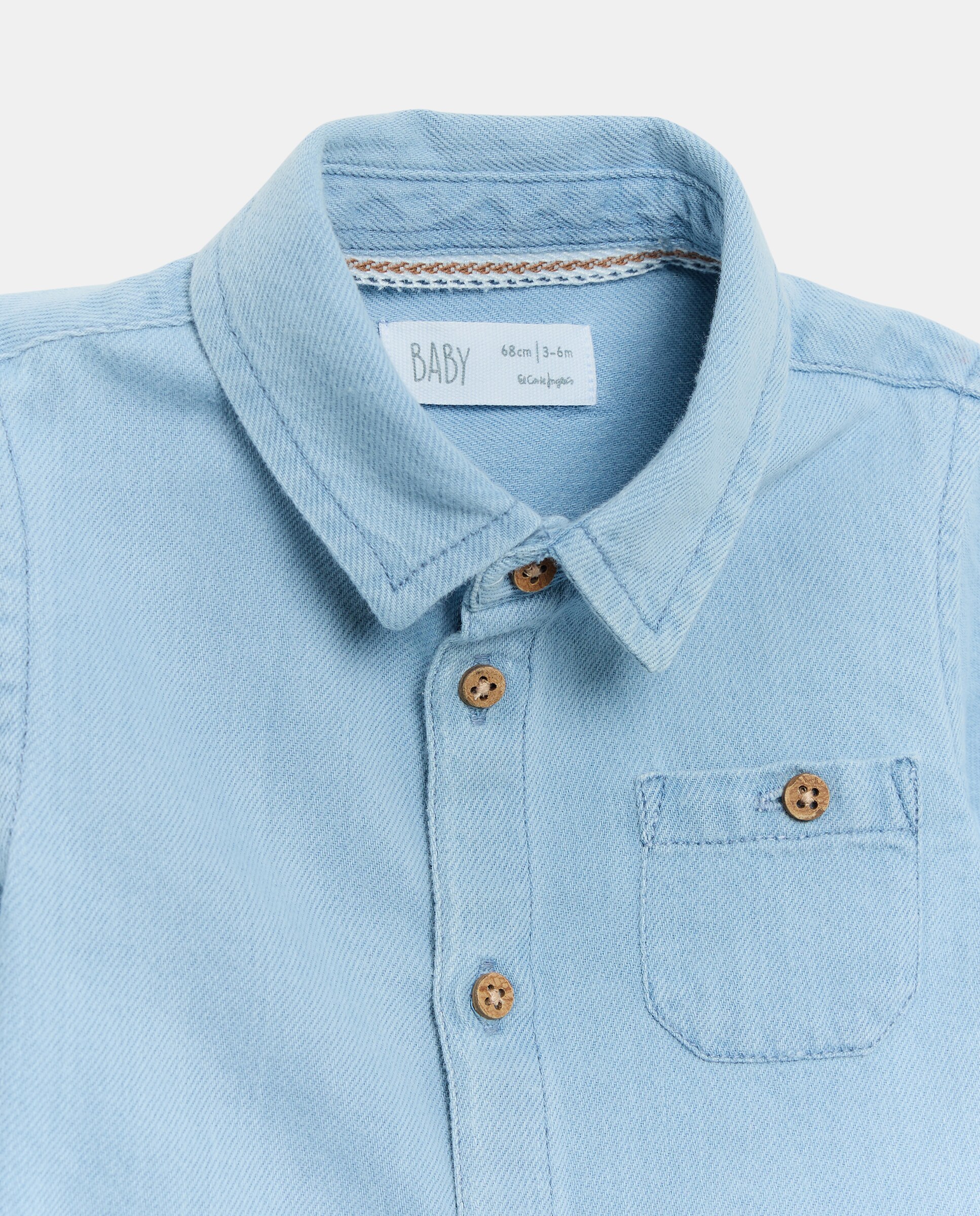 Camisa de Ganga de Bebé com Manga Comprida Baby El Corte Inglés Azul pálido-3