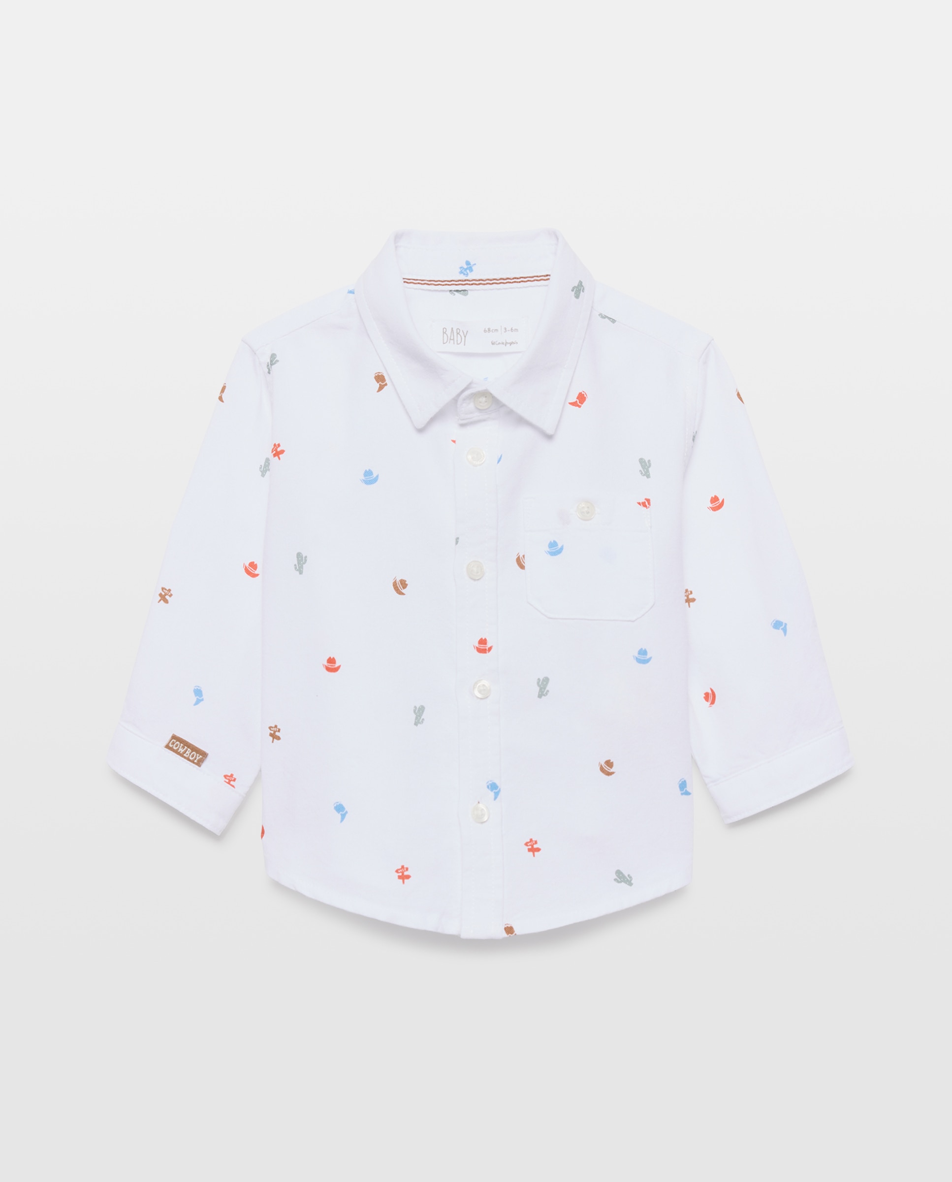 Imagem 0 de Camisa Oxford de Bebé com All Over Print e Manga Comprida