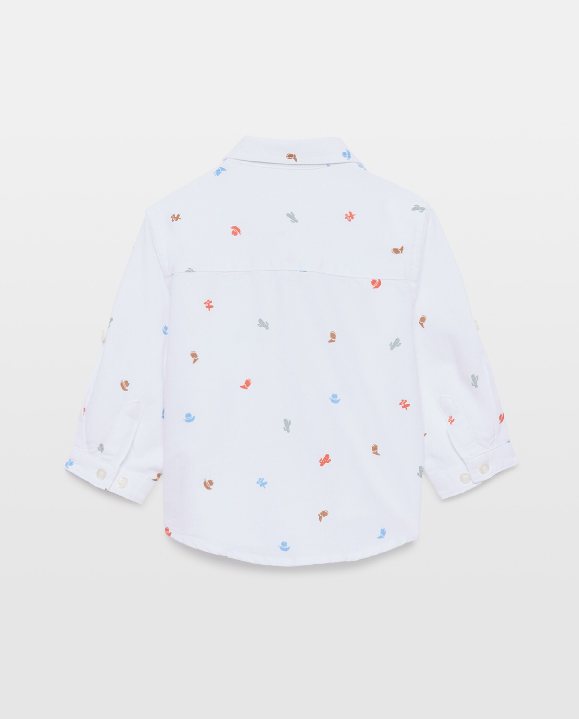 Camisa Oxford de Bebé com All Over Print e Manga Comprida Baby El Corte Inglés Branco-2