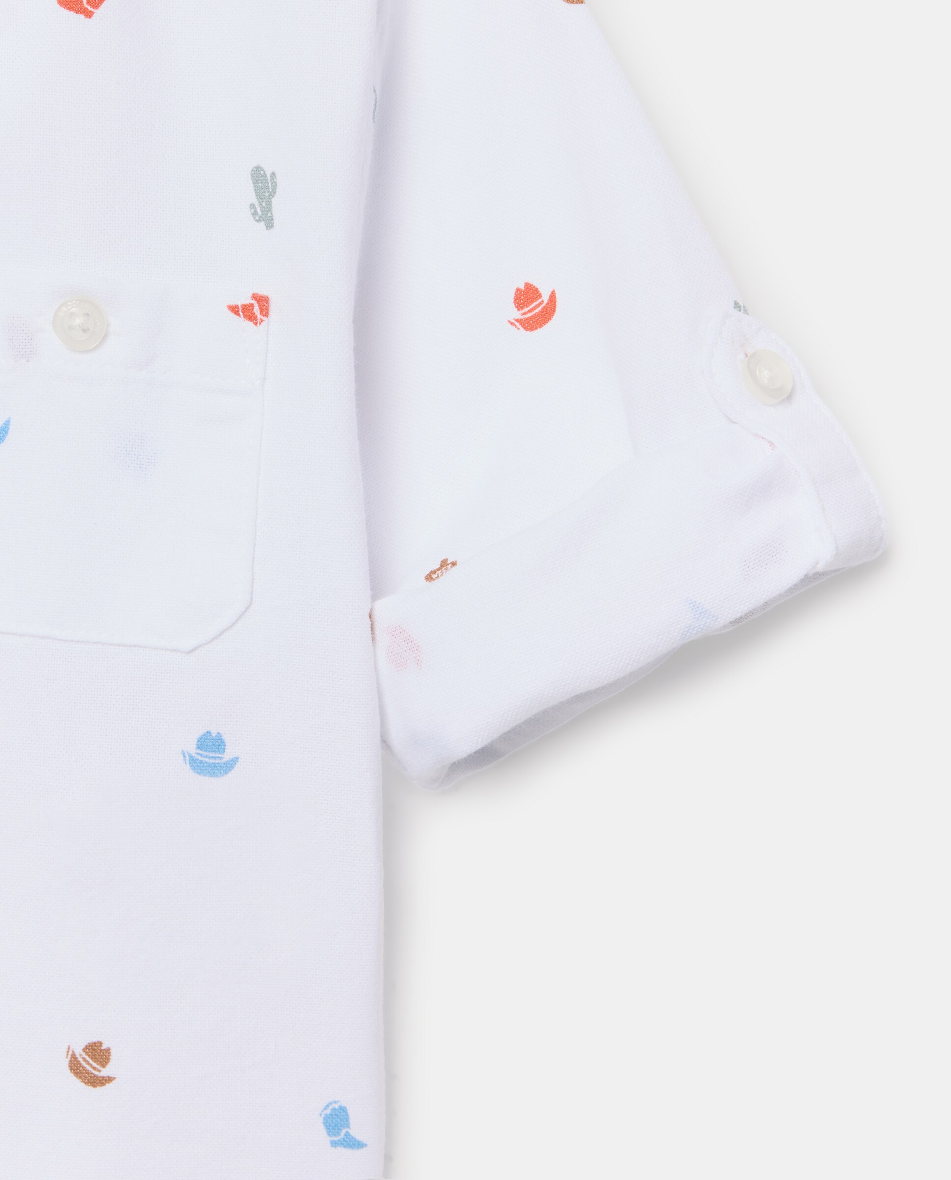 Camisa Oxford de Bebé com All Over Print e Manga Comprida Baby El Corte Inglés Branco-3