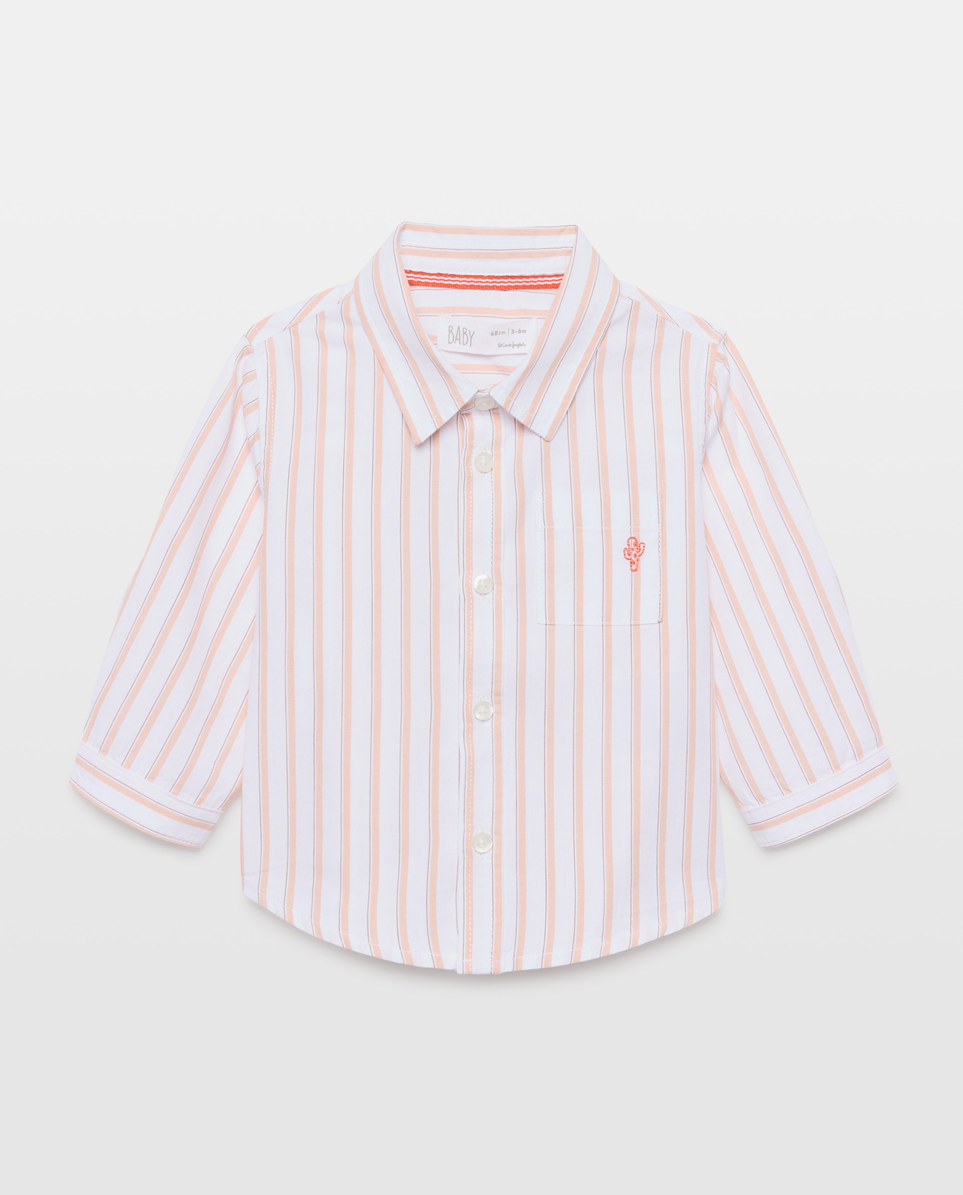 Imagen 0 de Camisa de bebé en popelín manga larga rayas Rojo
