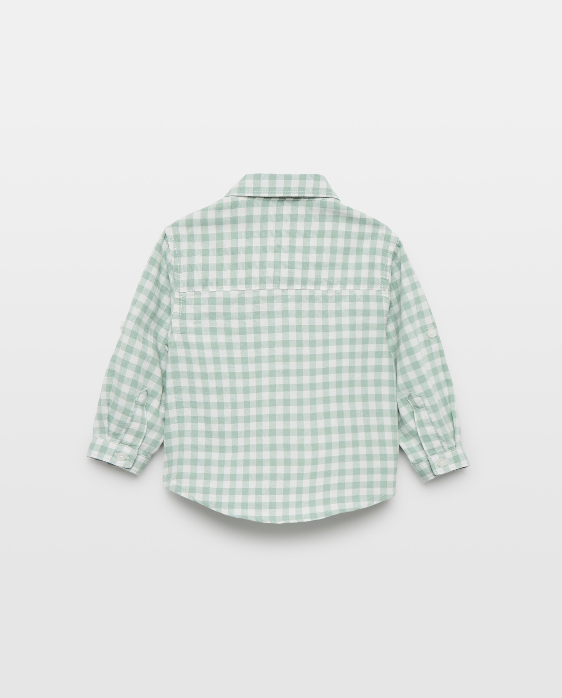 Camisa Oxford de Bebé aos Quadrados com Manga Comprida Baby El Corte Inglés Verde-2