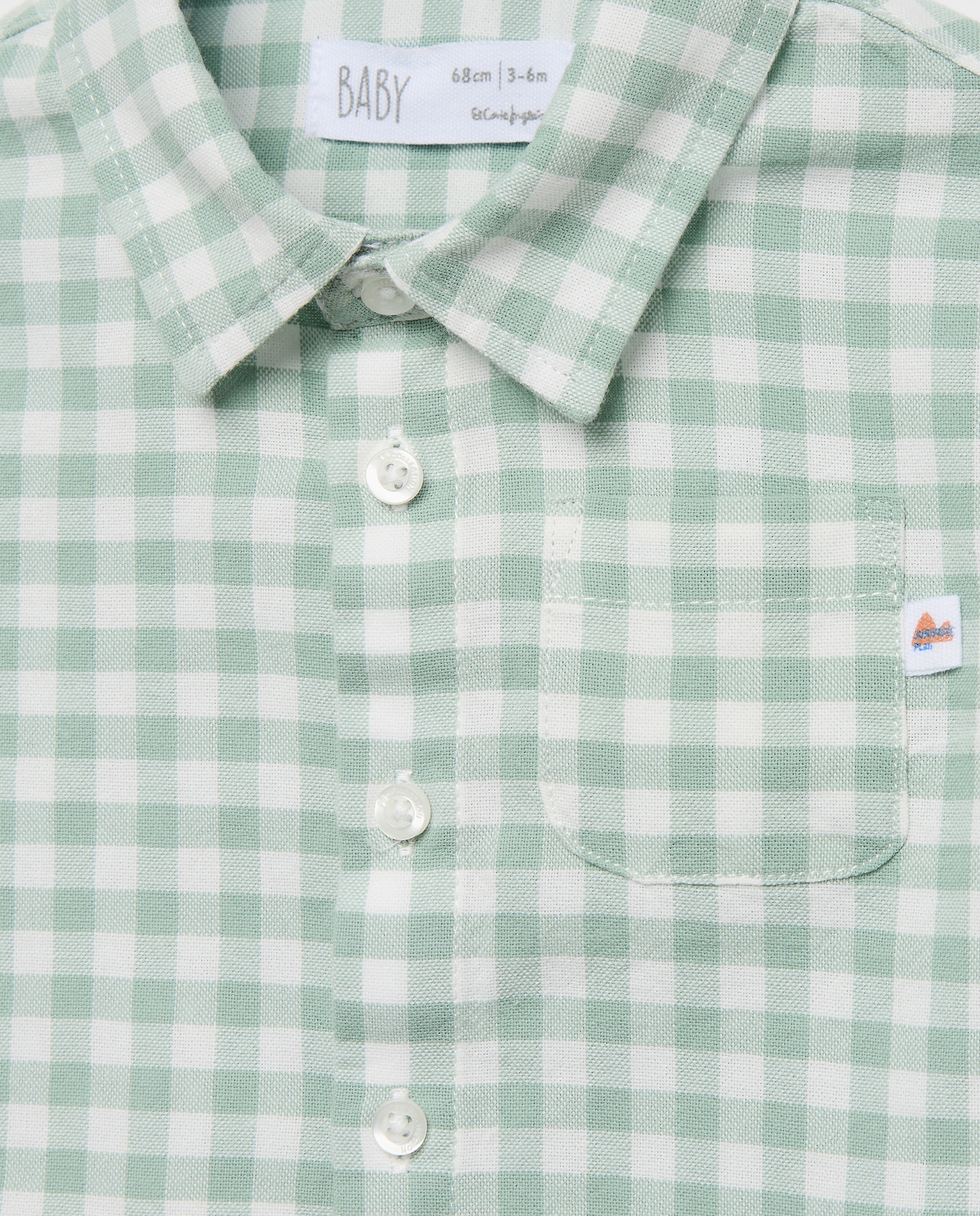 Camisa Oxford de Bebé aos Quadrados com Manga Comprida Baby El Corte Inglés Verde-3