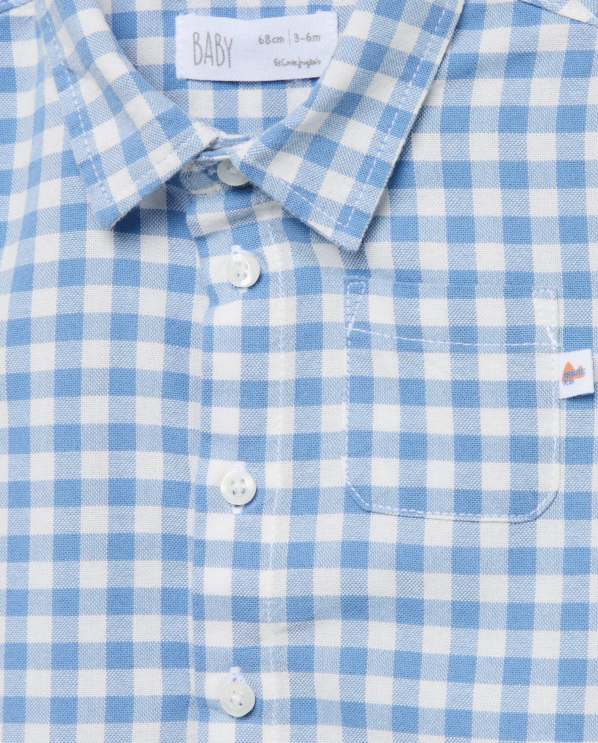 Camisa Oxford de Bebé aos Quadrados com Manga Comprida Baby El Corte Inglés 400 Azul-3
