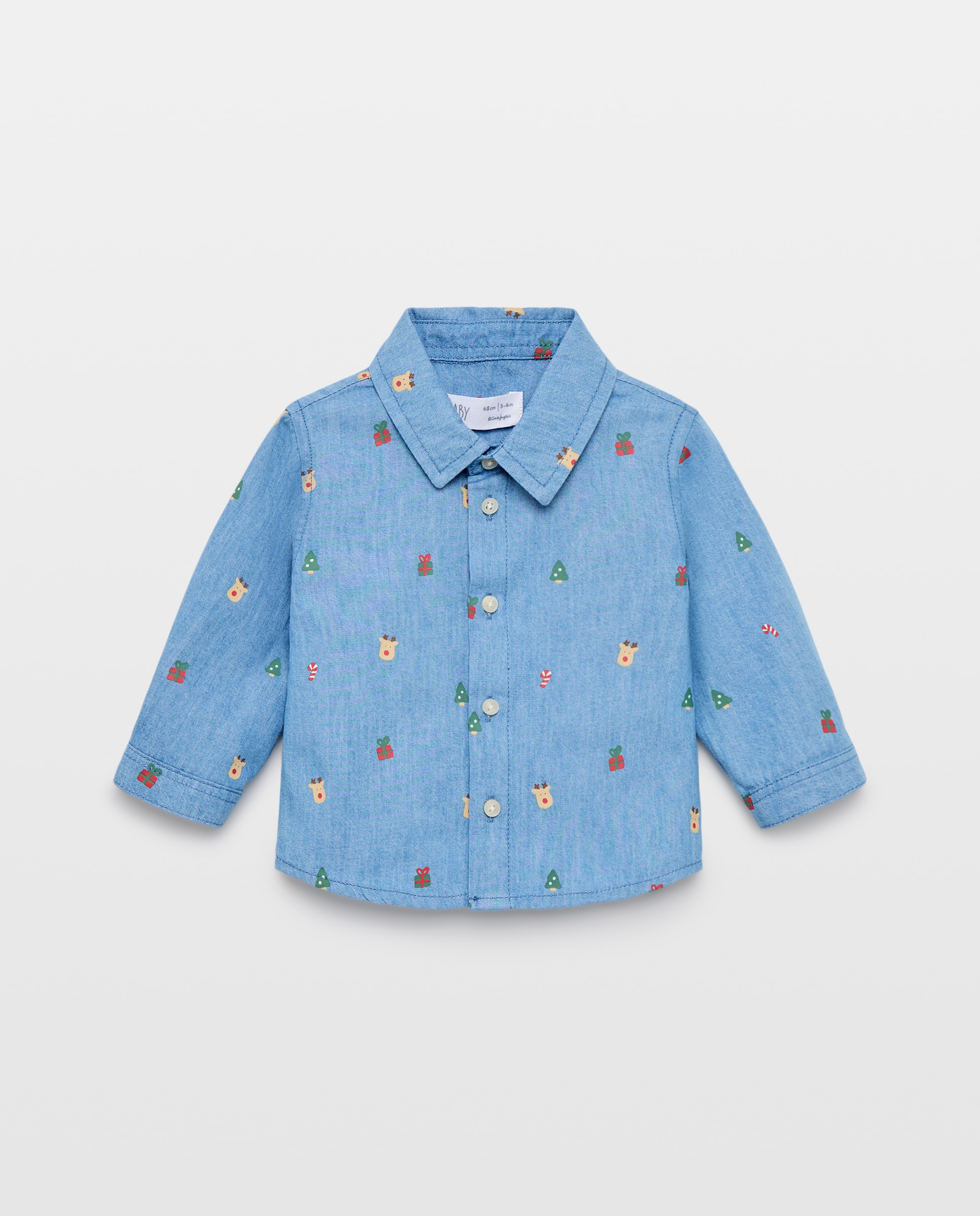 Camisa de manga larga denim de bebé - Baby El Corte Inglés - Azul Azul-1
