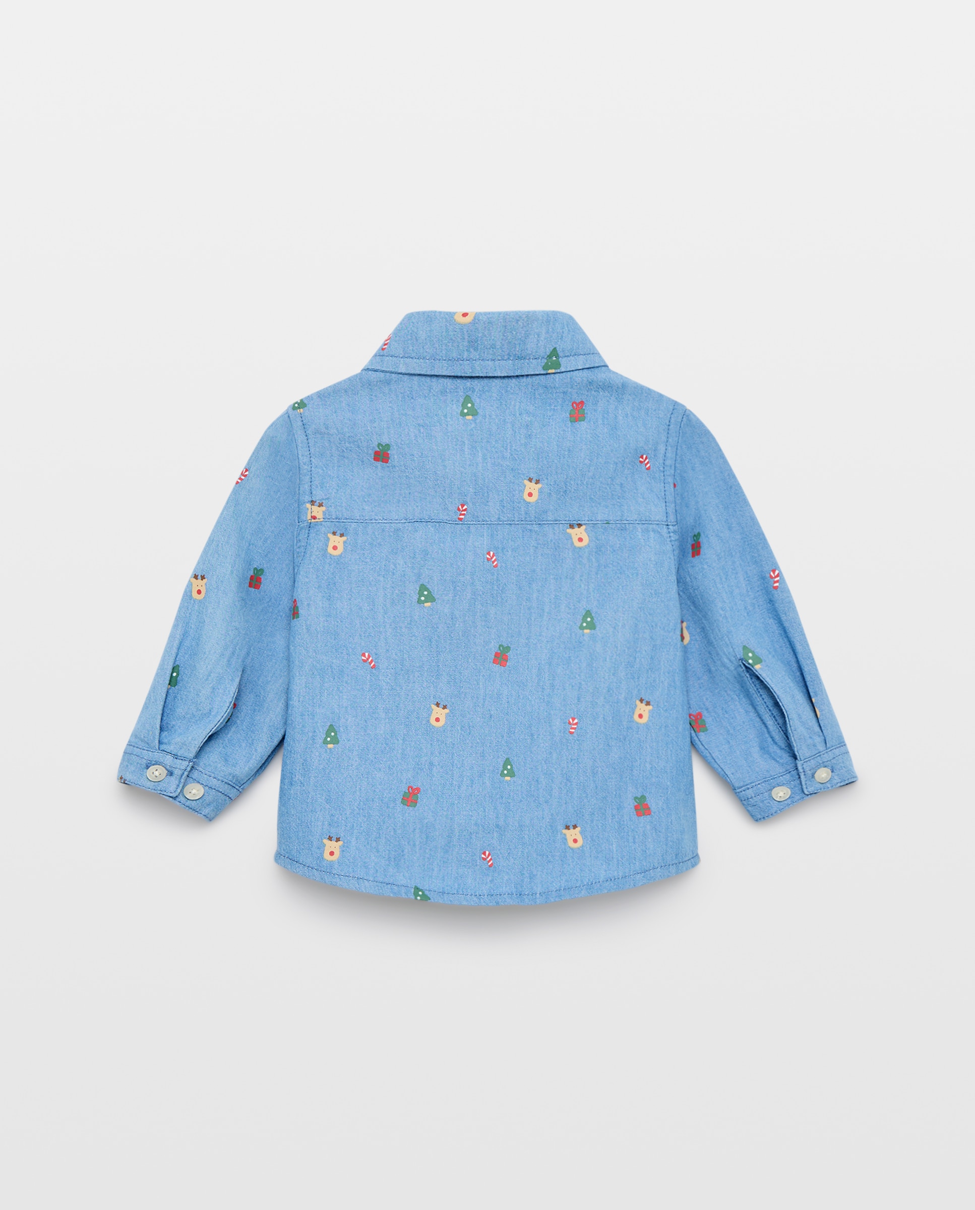 Camisa de manga larga denim de bebé - Baby El Corte Inglés - Azul Azul-2