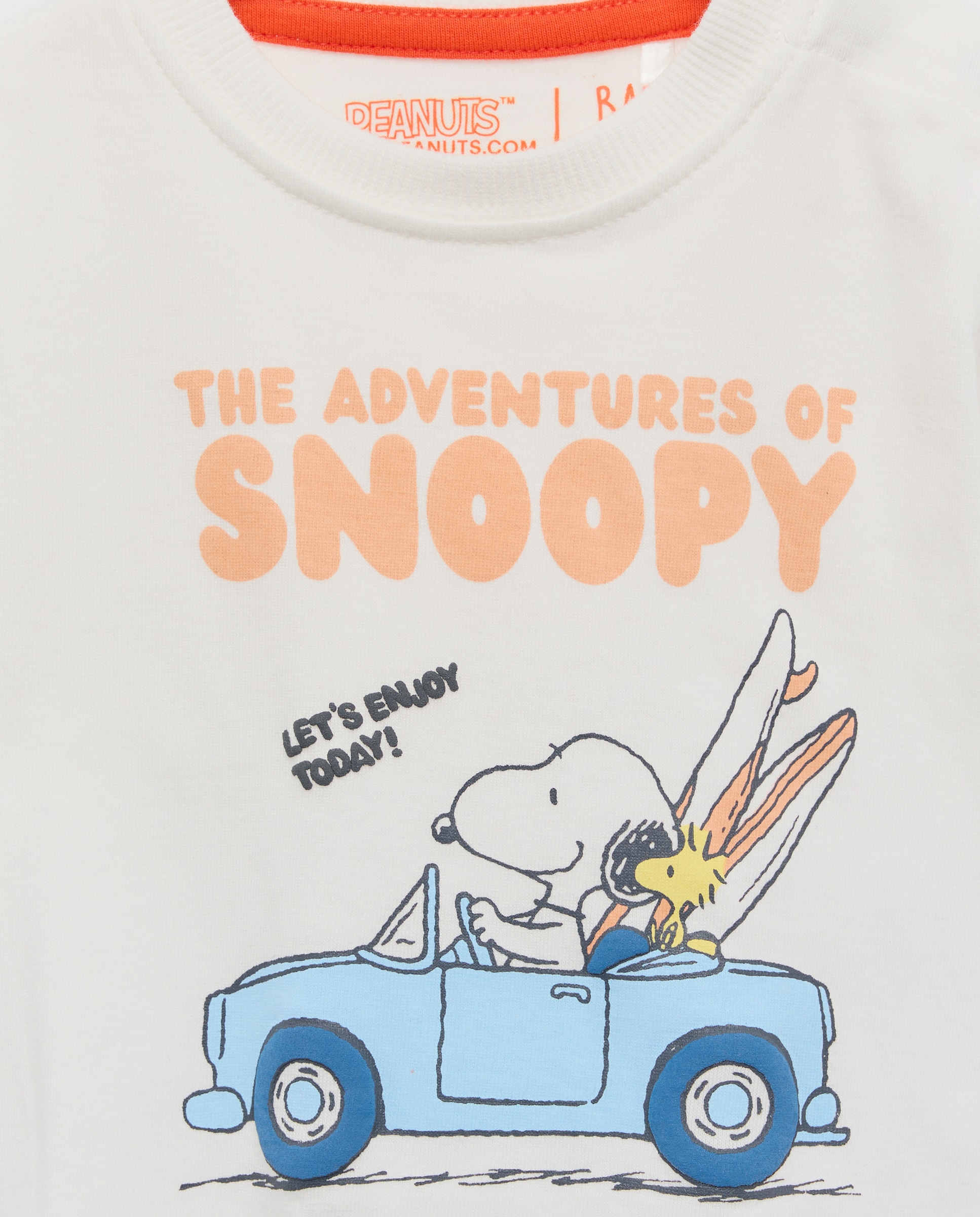 T-shirt de Bebé com Manga Curta e Estampado Snoopy Branco-marfim-3