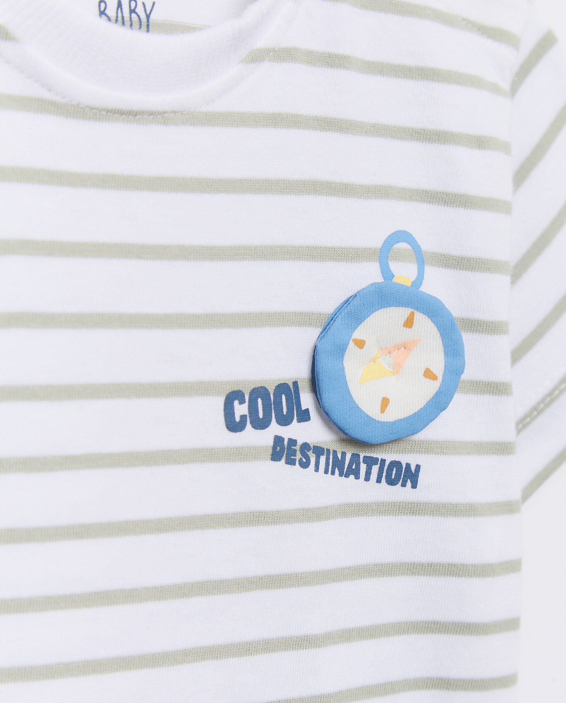 T-shirt de Manga Curta de Bebé às Riscas 3D Baby El Corte Inglés Verde-3