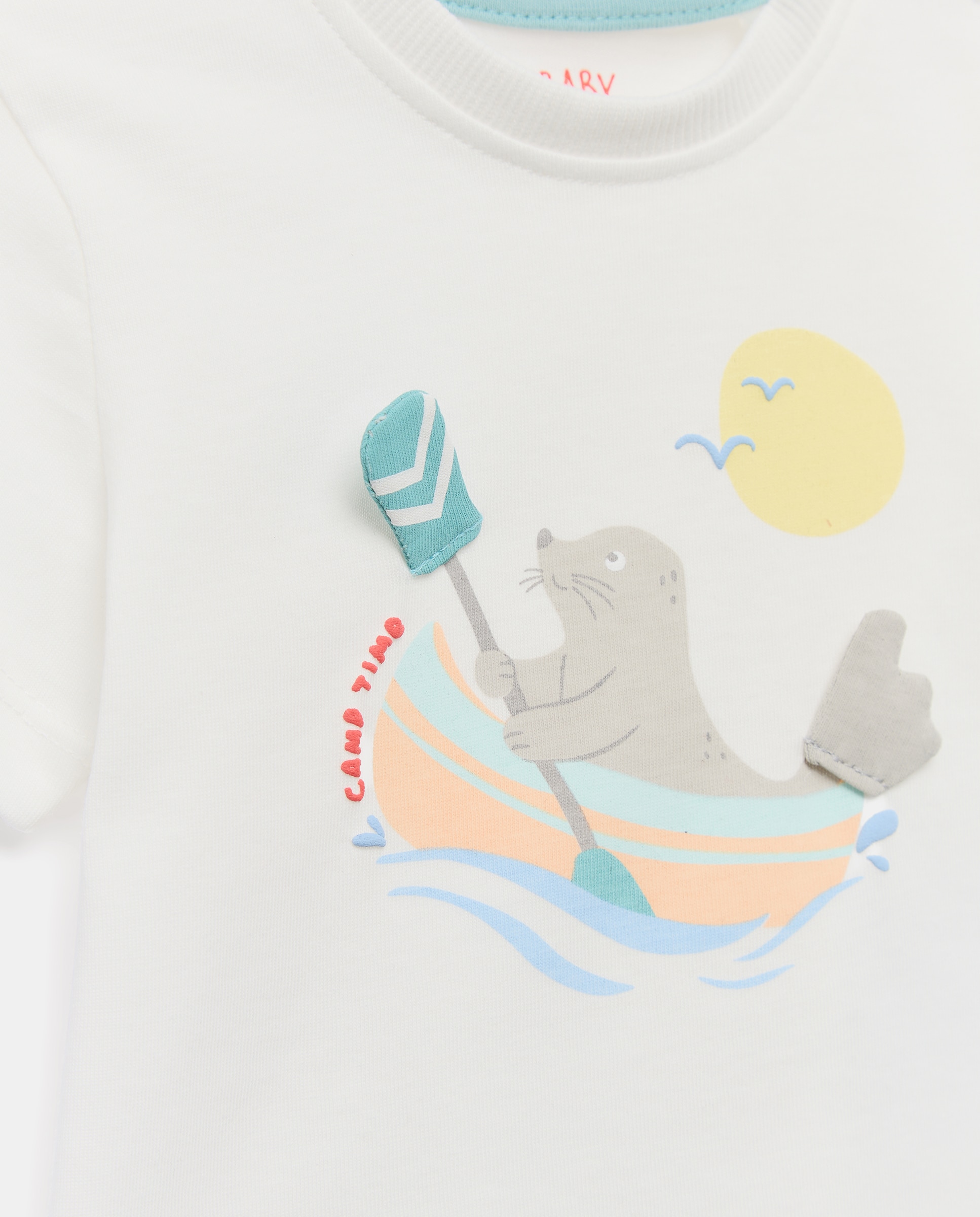 T-shirt de Bebé com Manga Curta e Fantasia 3D Branco-marfim-3