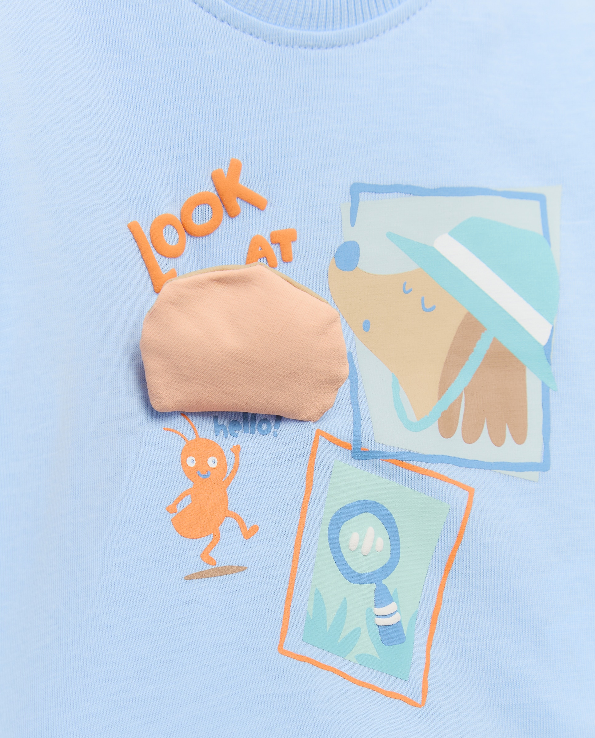 T-shirt de Bebé com Manga Curta e Fantasia 3D 410 Azul Claro-3
